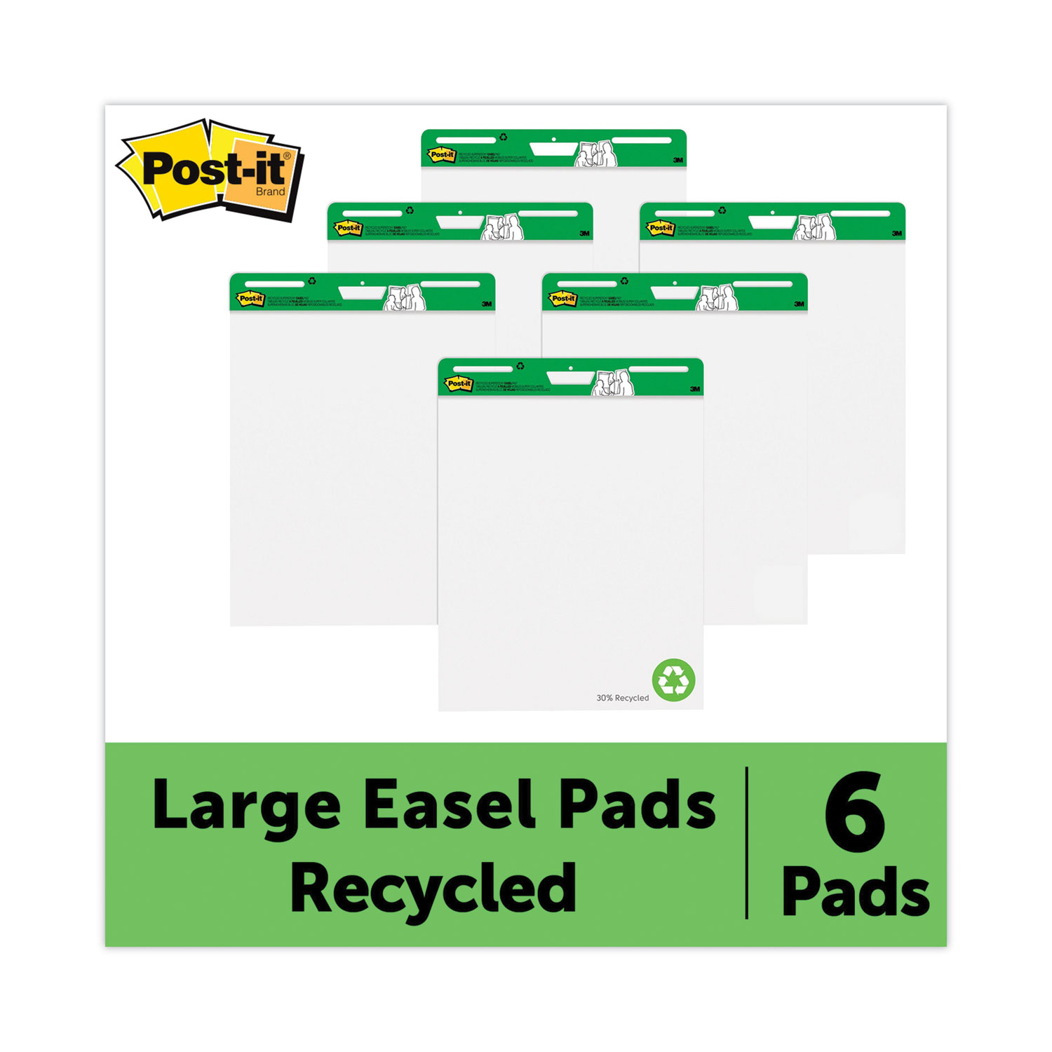 Vertical-Orientation Self-Stick Easel Pad Value Pack, Green