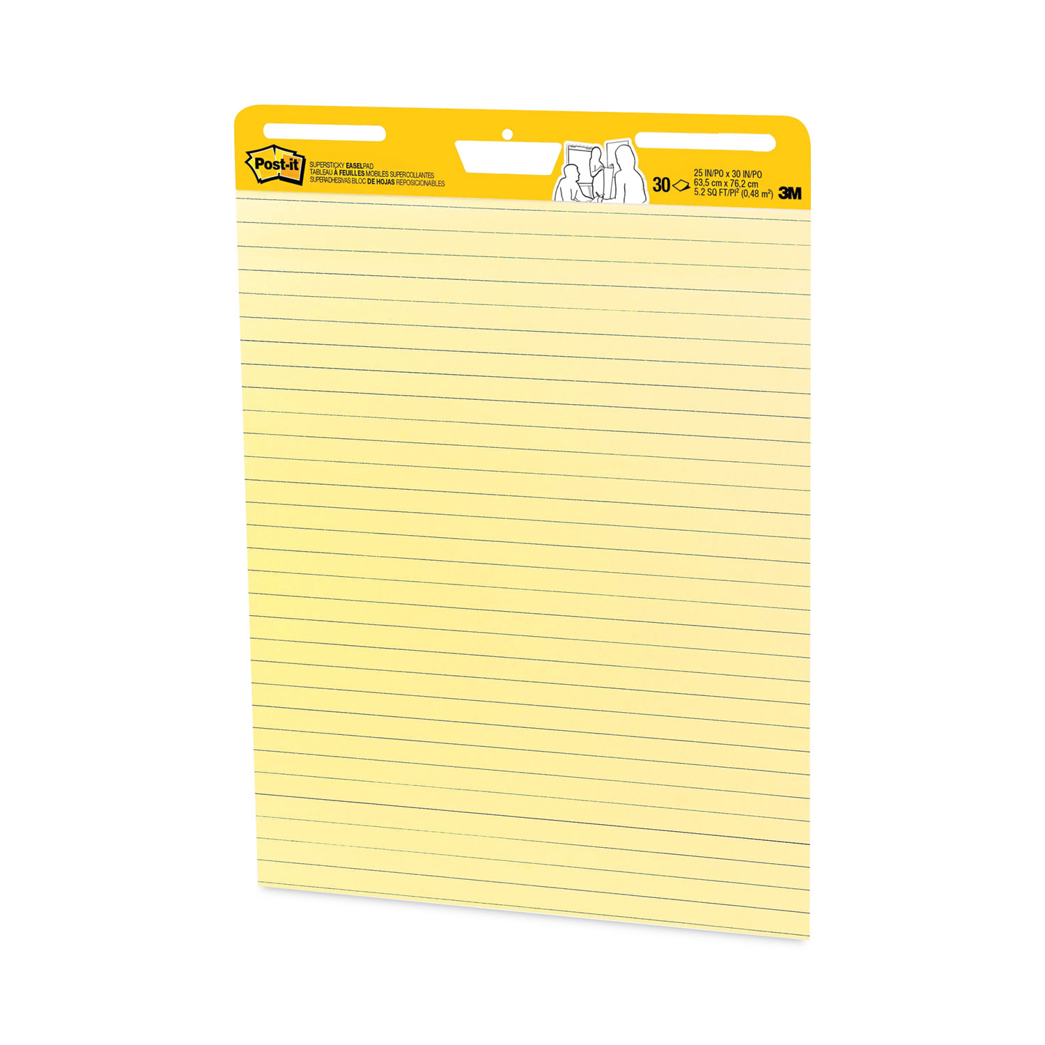 Vertical-Orientation Self-Stick Easel Pads, Presentation Format (1.5  Rule), 25 x 30, Yellow, 30 Sheets, 2/Carton - Office Express Office Products