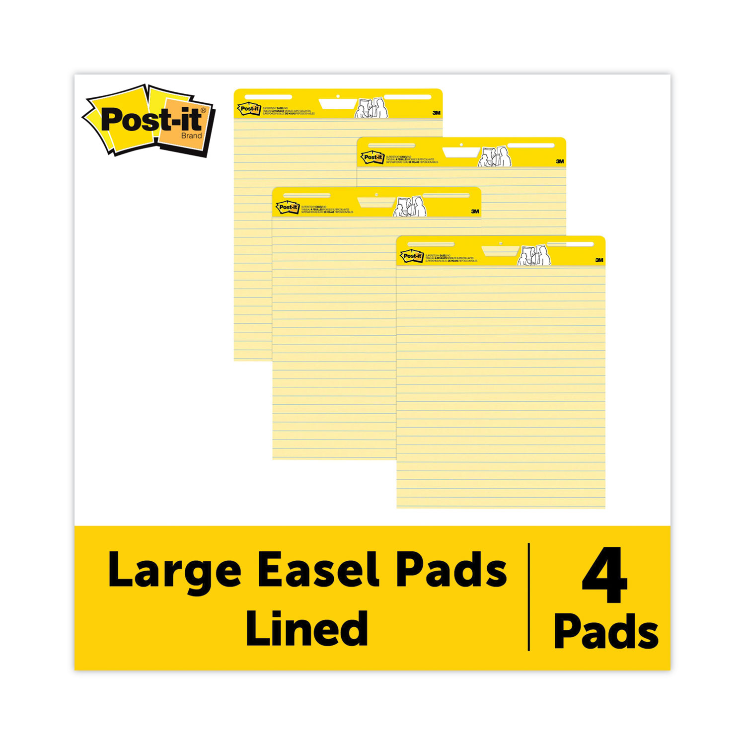 Notes Easel SELF-STICK EASEL PADS, 25 X 30, YELLOW, 30 SHEETS, 4/CARTON Use Post-it ...