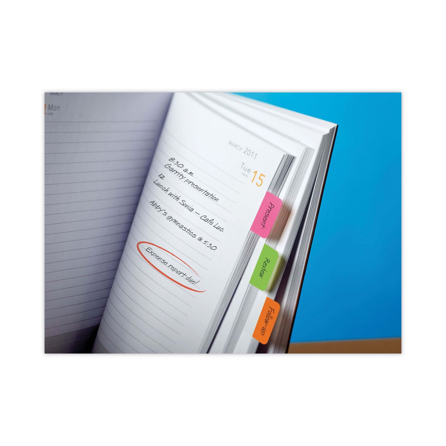 Post-it® Tabs 1 Plain Solid Color Tabs, 1/5-Cut, Assorted Colors, 1 Wide,  66/Pack