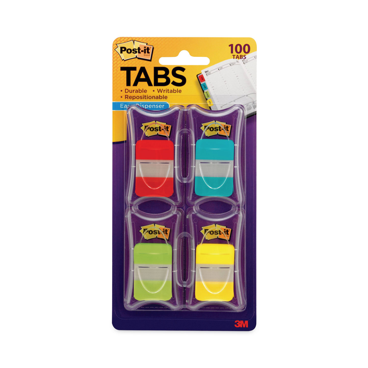 1 Plain Solid Color Tabs, 1/5-Cut, Assorted Colors, 1 Wide, 100/Pack -  Office Source 360