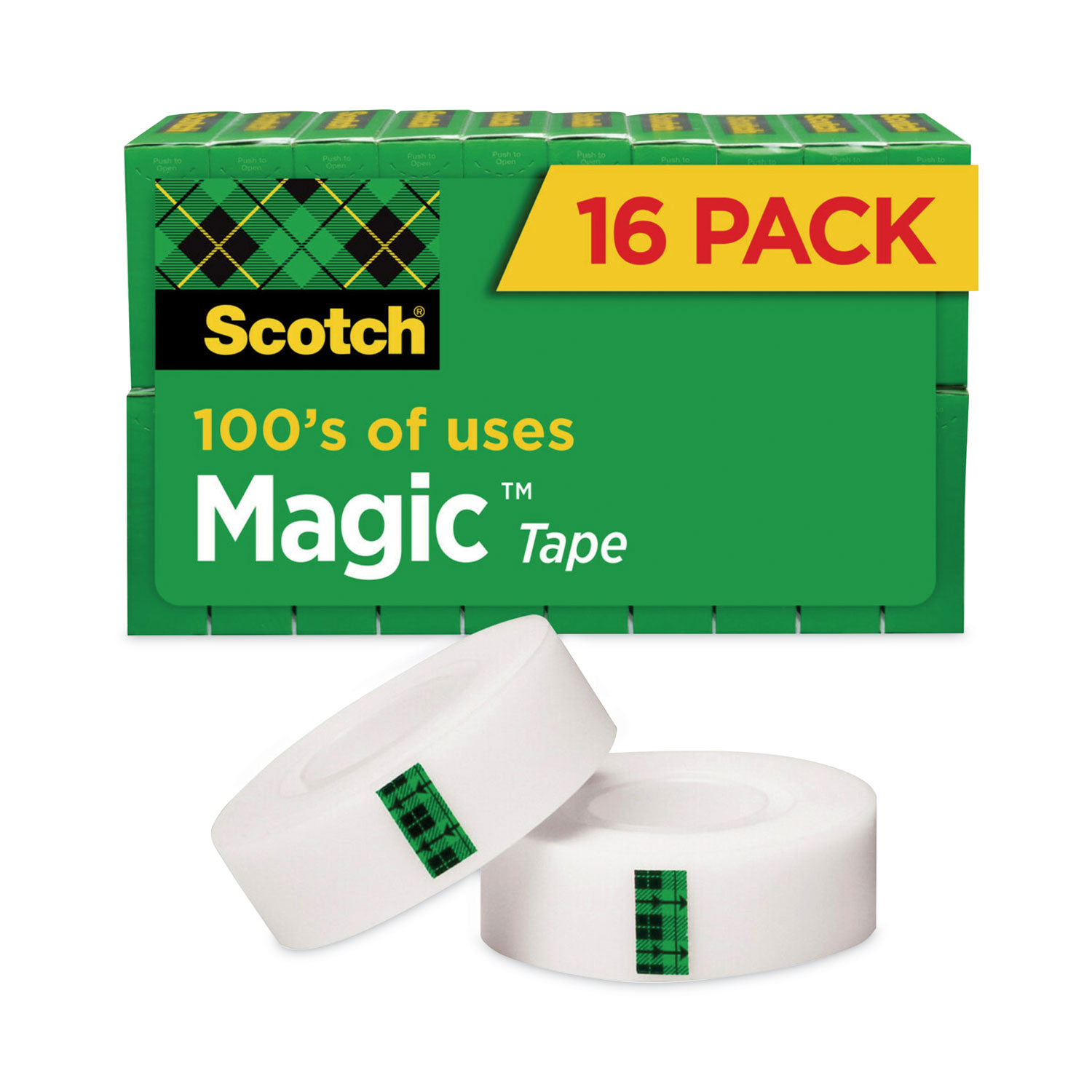 Magic Tape Value Pack, 1″ Core, 0.75″ x 83.33 ft, Clear, 16/Pack