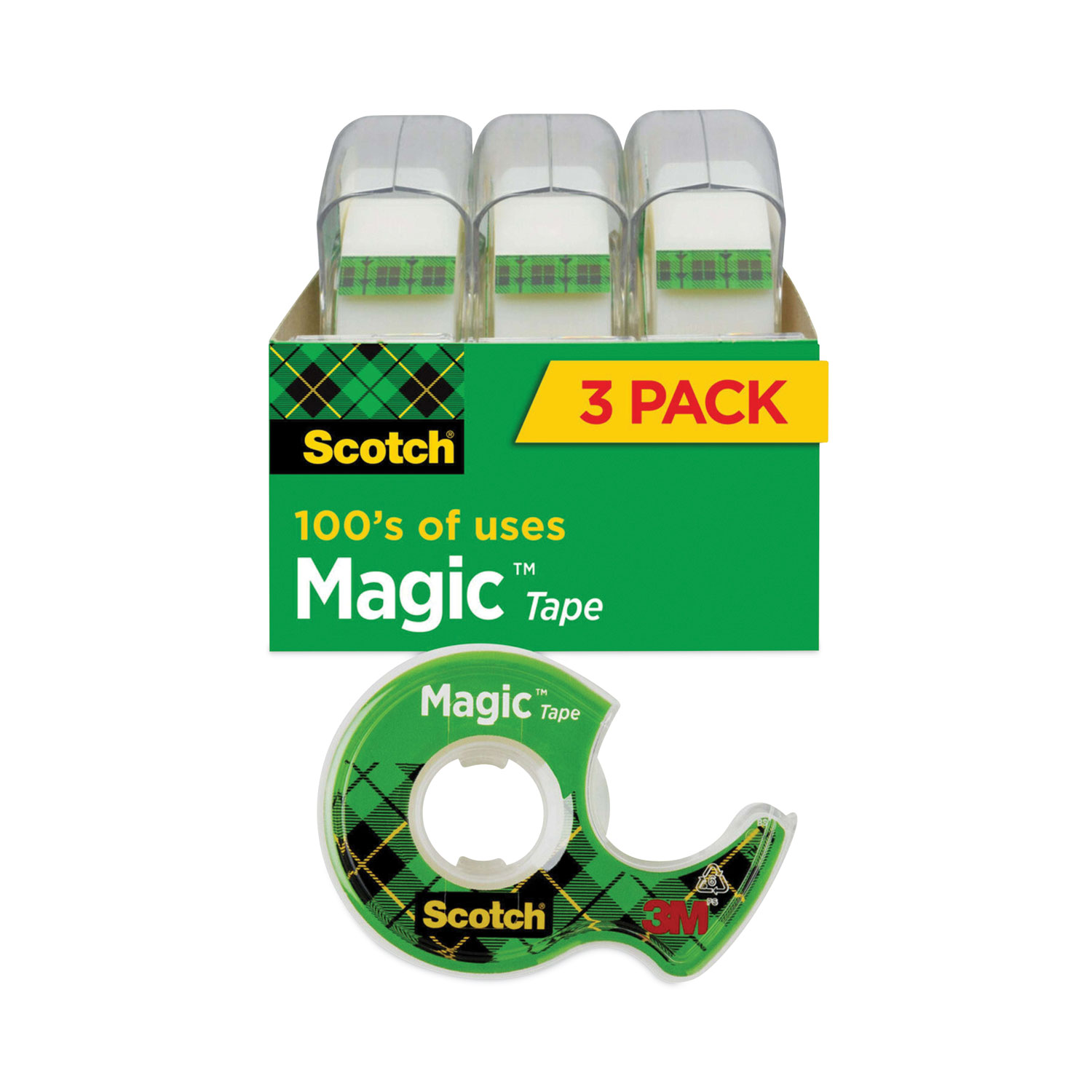 Magic Tape Refill, 1 Core, 0.75 x 83.33 ft, Clear, 3/Pack