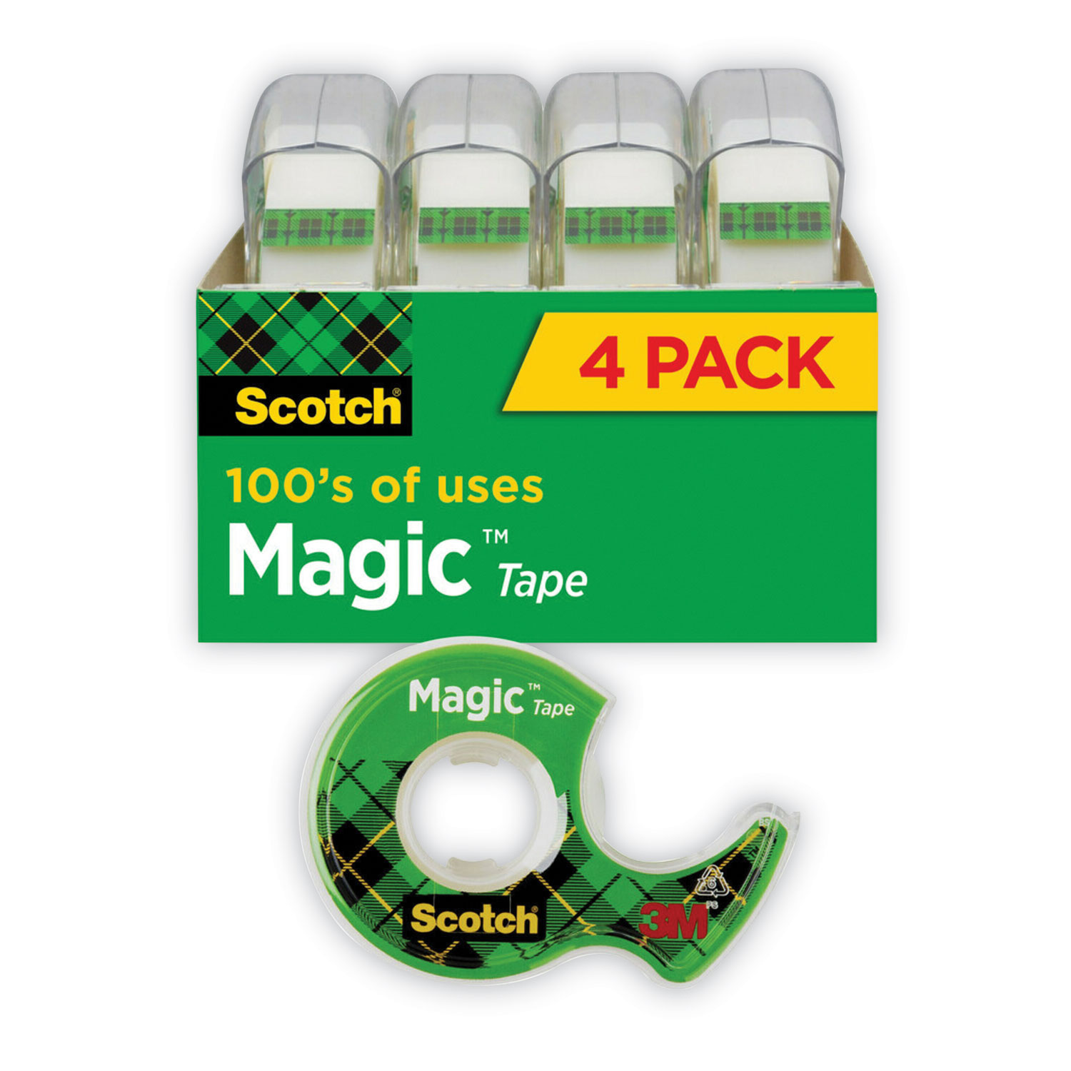 Scotch Magic Tape Refill Rolls, 3/4, 6 Count with Desktop Dispenser