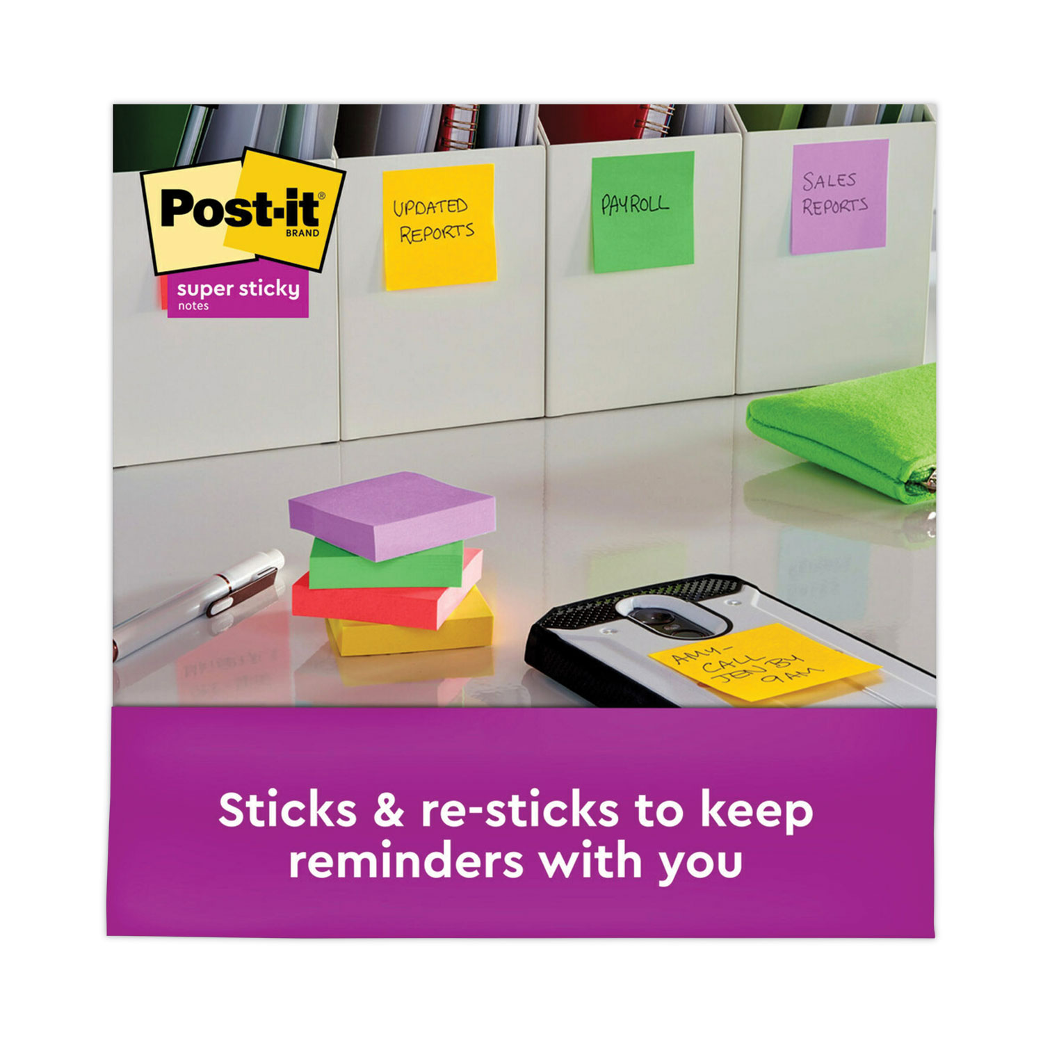 Post-it Super Sticky Notes, 2 x 2, Playful Primaries Collection
