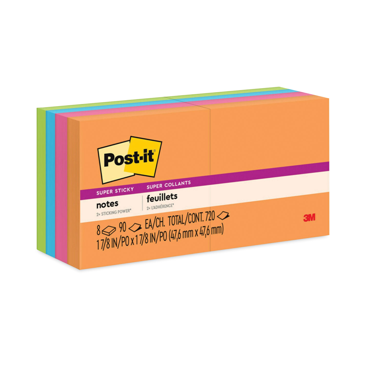 Mini Neon Sticky Notes, 2x2, 4 Pack