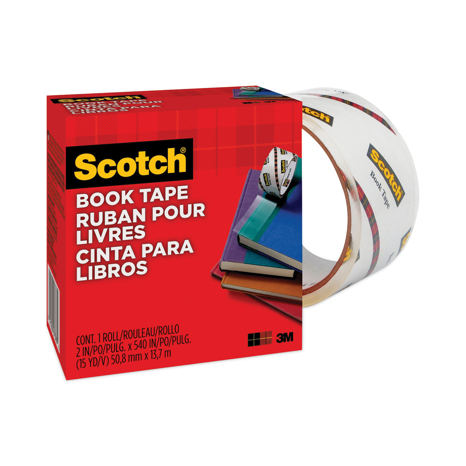 Scotch Book Tape, 3 Core, 4 x 15 yds, Clear (MMM8454)