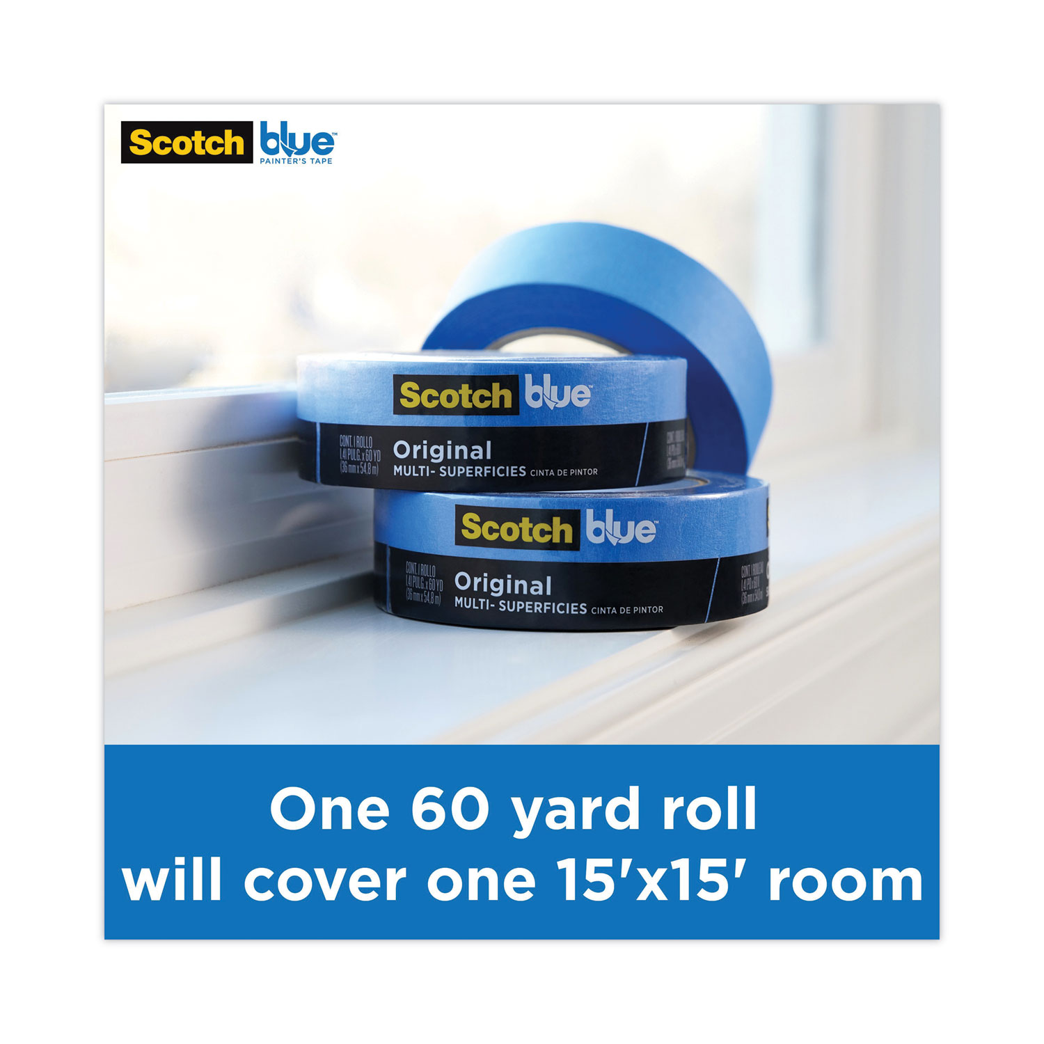 ScotchBlue™ Original MultiSurface Painter's Tape, 3" Core, 1.88" x 60