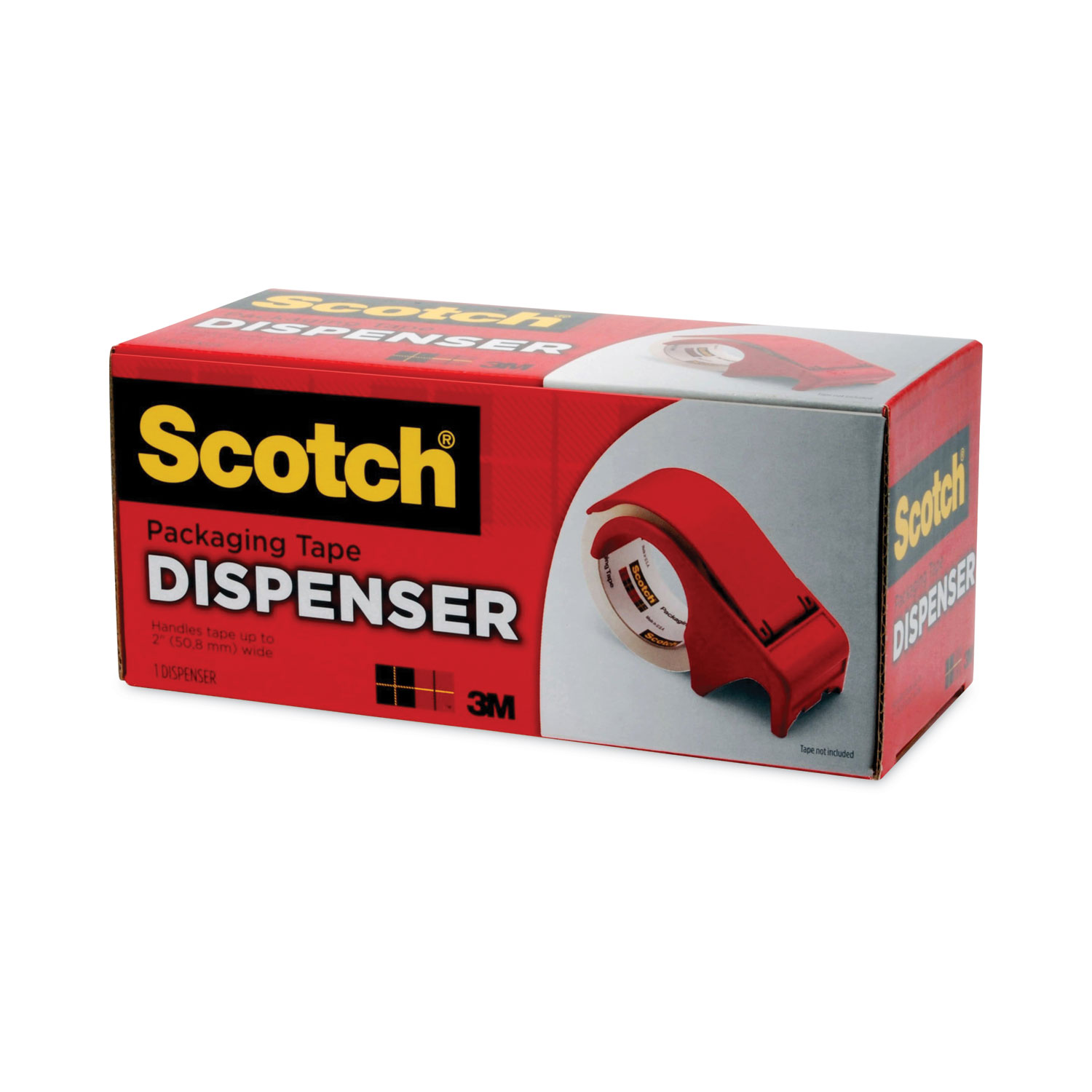 Packaging Tape Dispenser with Two Rolls of Tape, 3 Core, For Rolls Up to  2 x 60 yds, Red - ASE Direct
