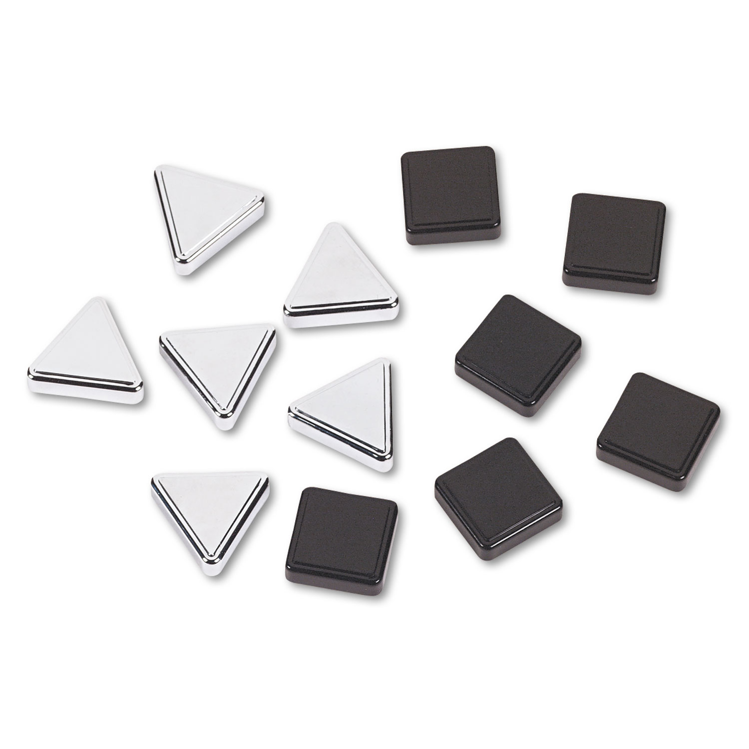 Metallic Magnets, Magnetic, Black; Silver, 12/Pack