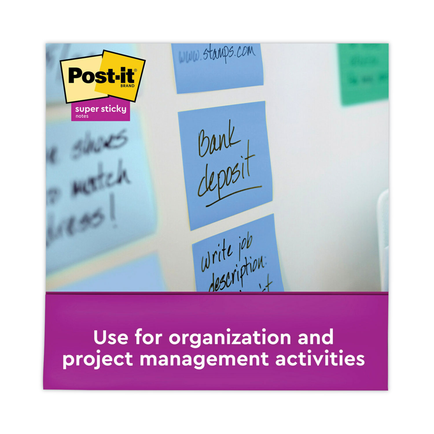 Post-it Recycled Super Sticky Notes, 3 in x 3 in, Oasis Collection, 5 Pads  