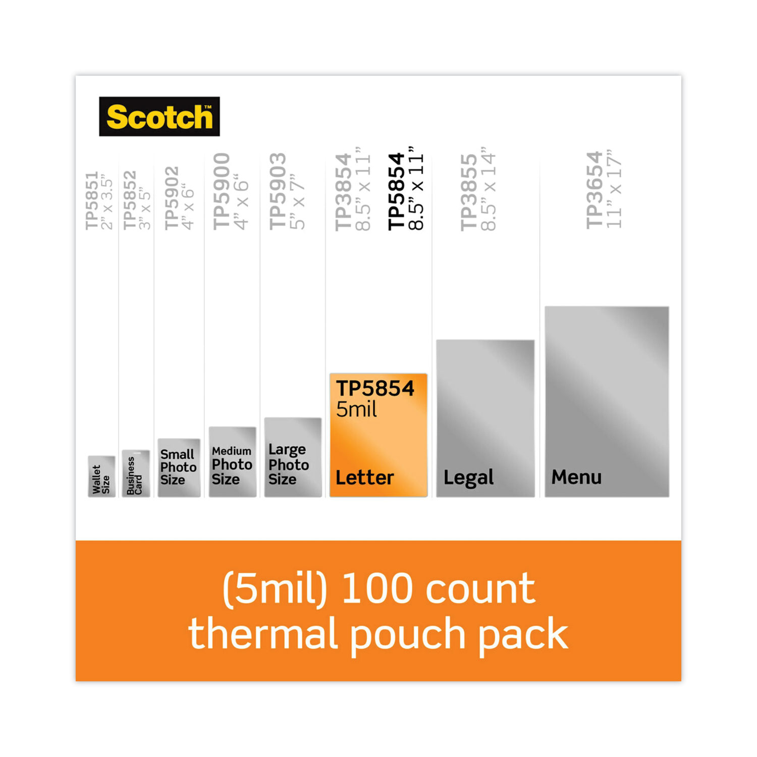 Scotch Thermal Laminating Pouch, 20 Count, 5 x 7, 5 Mil