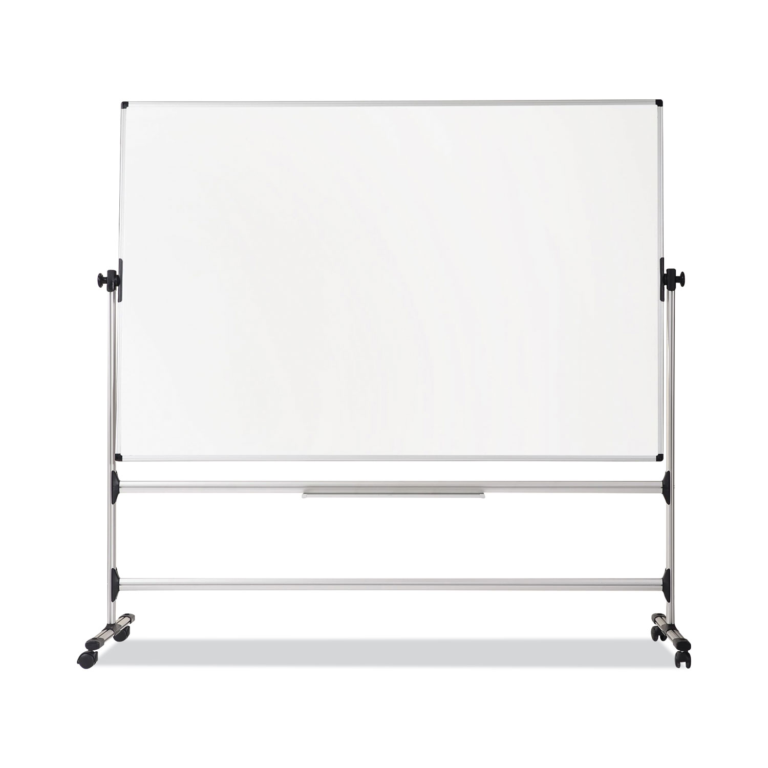 Earth Silver Easy Clean Mobile Revolver Dry Erase Boards, 48" x 70", White Surface, Natural Steel Frame