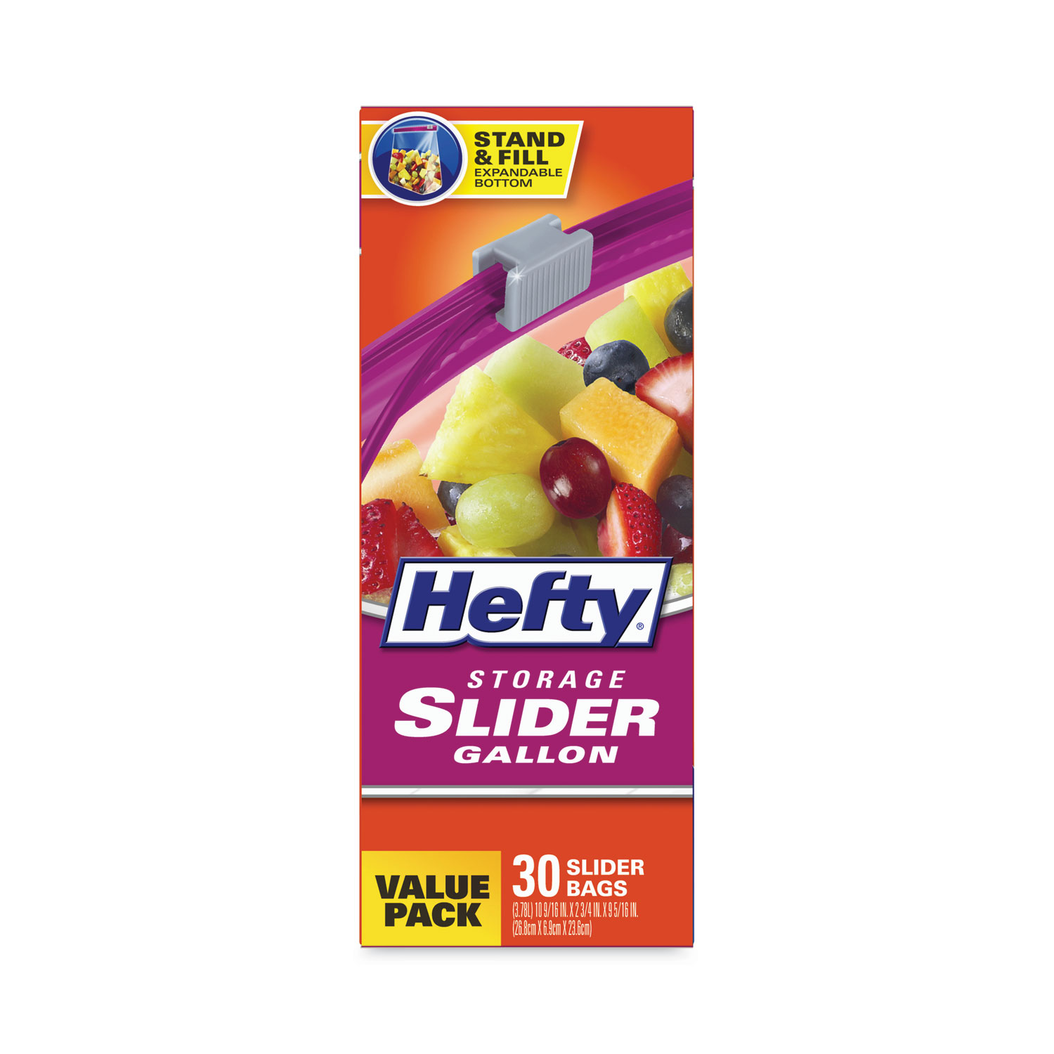 Hefty Slider Bags, 1 gal, 1.5 mil, 10.56 x 11, Clear, 30/Box (R81430)