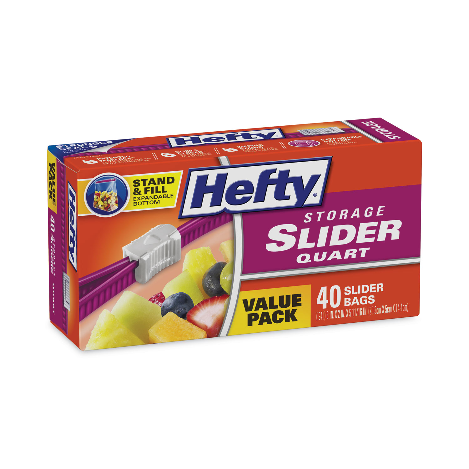 Hefty Slider Storage Bags 1 Qt Clear Box Of 40 - Office Depot