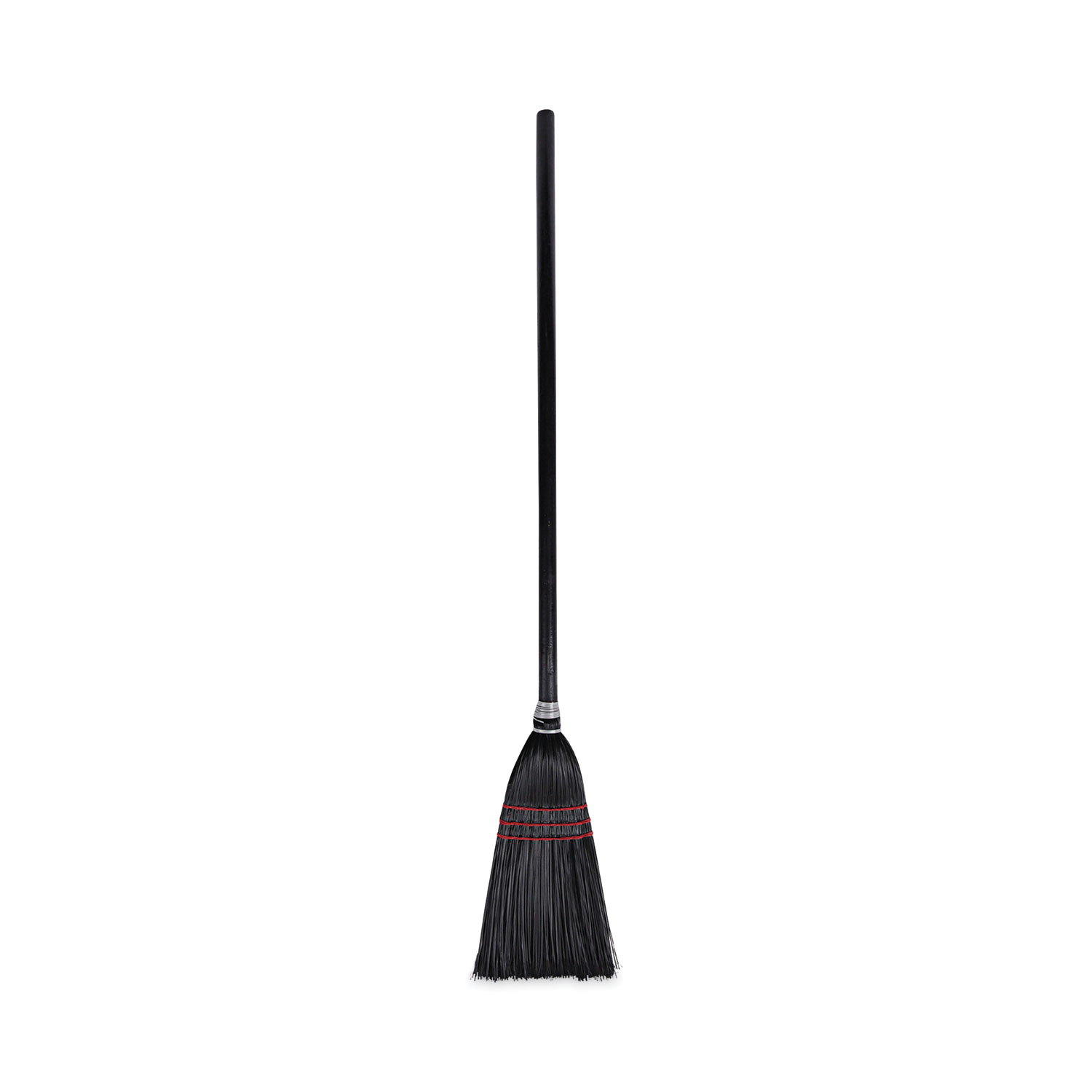 Flag Tipped Poly Lobby Brooms, Flag Tipped Poly Bristles, 38″ Overall Length, Natural/Black, 12/Carton