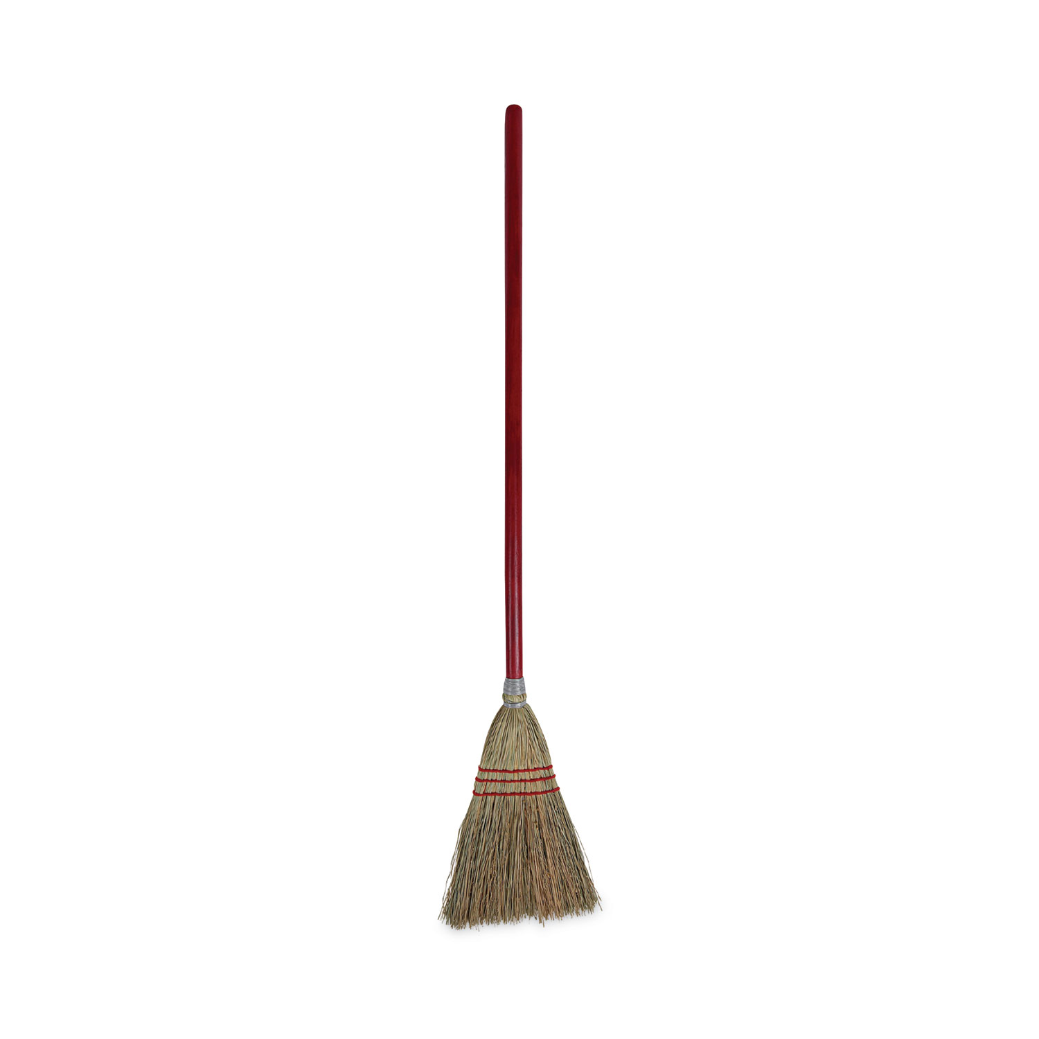 Corn Fiber Lobby/Toy Broom, Corn Fiber Bristles, 39″ Overall Length, Red, 12/Carton