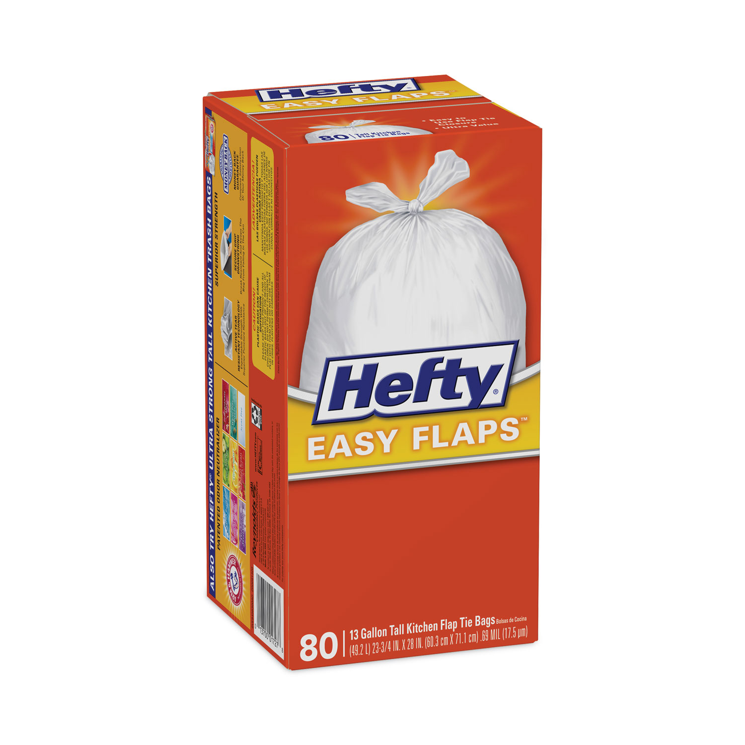 Easy Flaps Trash Bags, 13 gal, 0.8 mil, 23.75 x 28, White, 80/Box -  Supply Solutions