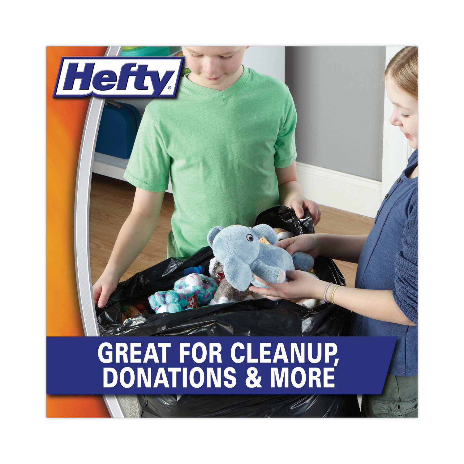 Hefty® Easy Flaps Trash Bags, 30 gal, 1.05 mil, 30 x 33, Black, 40/Box
