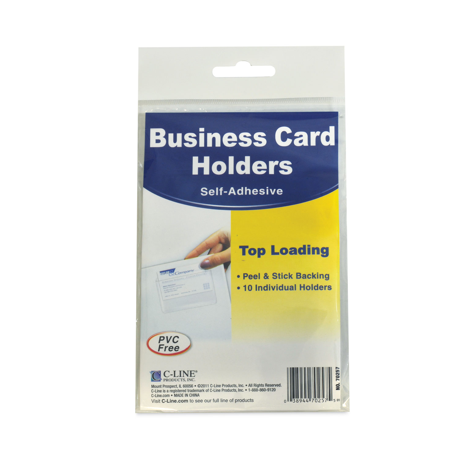 Self-Adhesive Business Card Holders, Top Load, 2 x 3.5, Clear, 10/Pack -  Zerbee