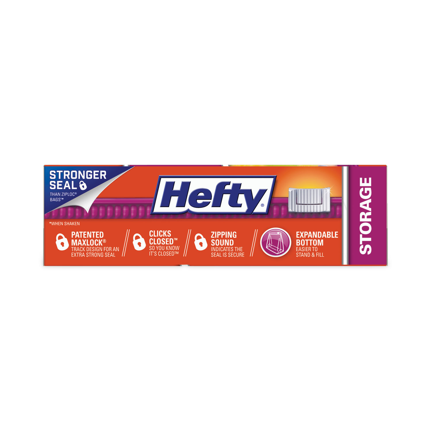Hefty Slider 2.5 Gallon Jumbo Storage Bags, 12 Count Boxes (Pack of 4)