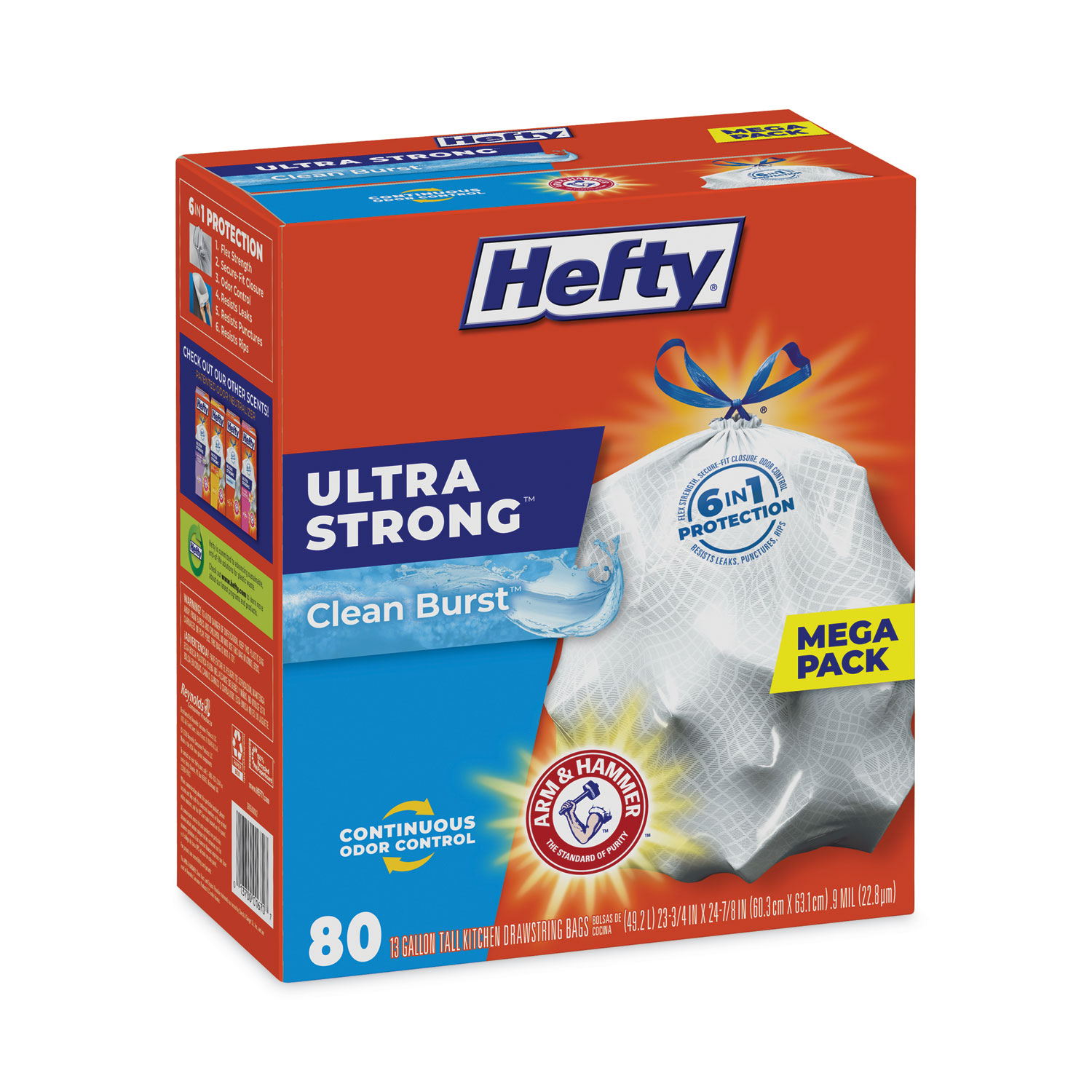 Hefty® Ultra Strong Scented Tall White Kitchen Bags, 13 gal, 0.9 mil,  23.75 x 24.88, White, 330/Carton