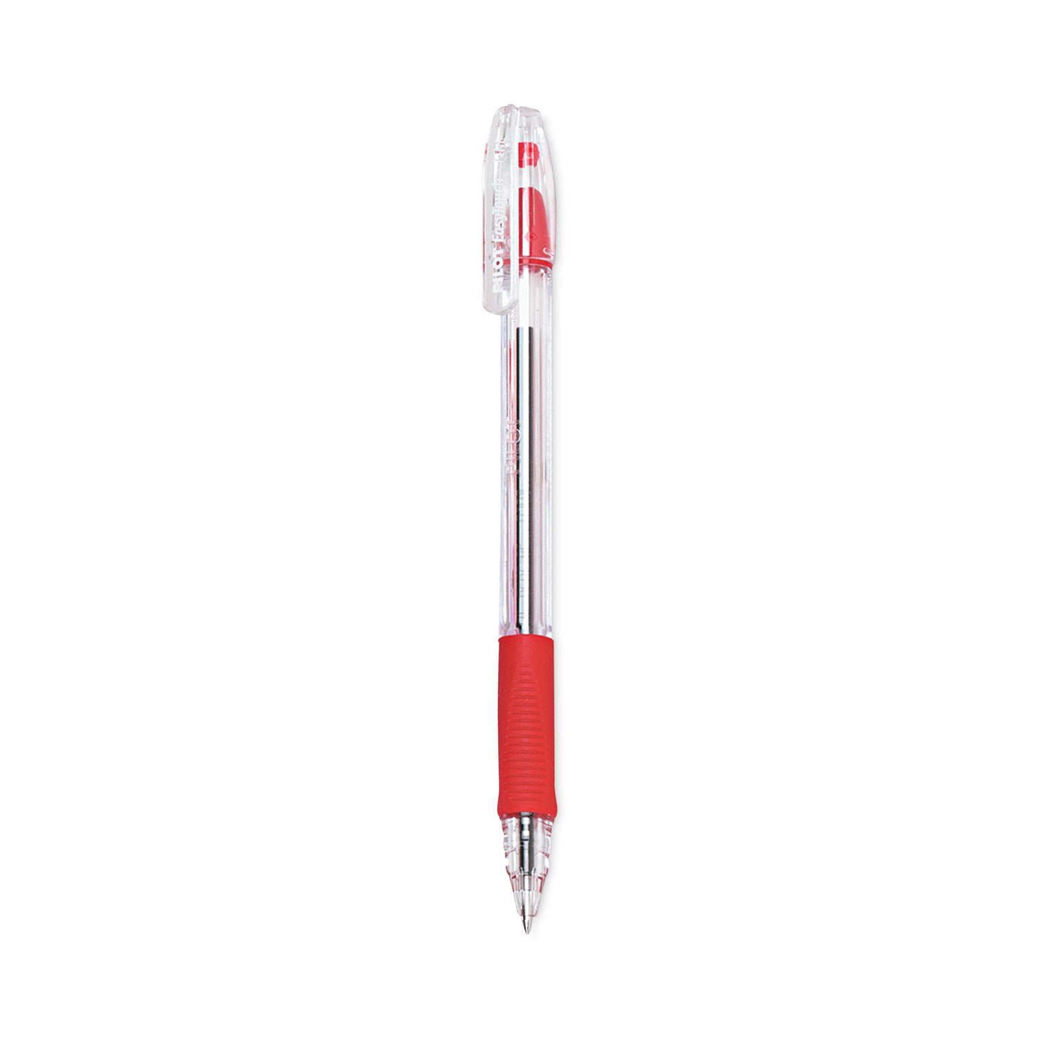 EasyTouch Ballpoint Pen, Stick, Fine 0.7 mm, Red Ink, Clear/Red Barrel, Dozen