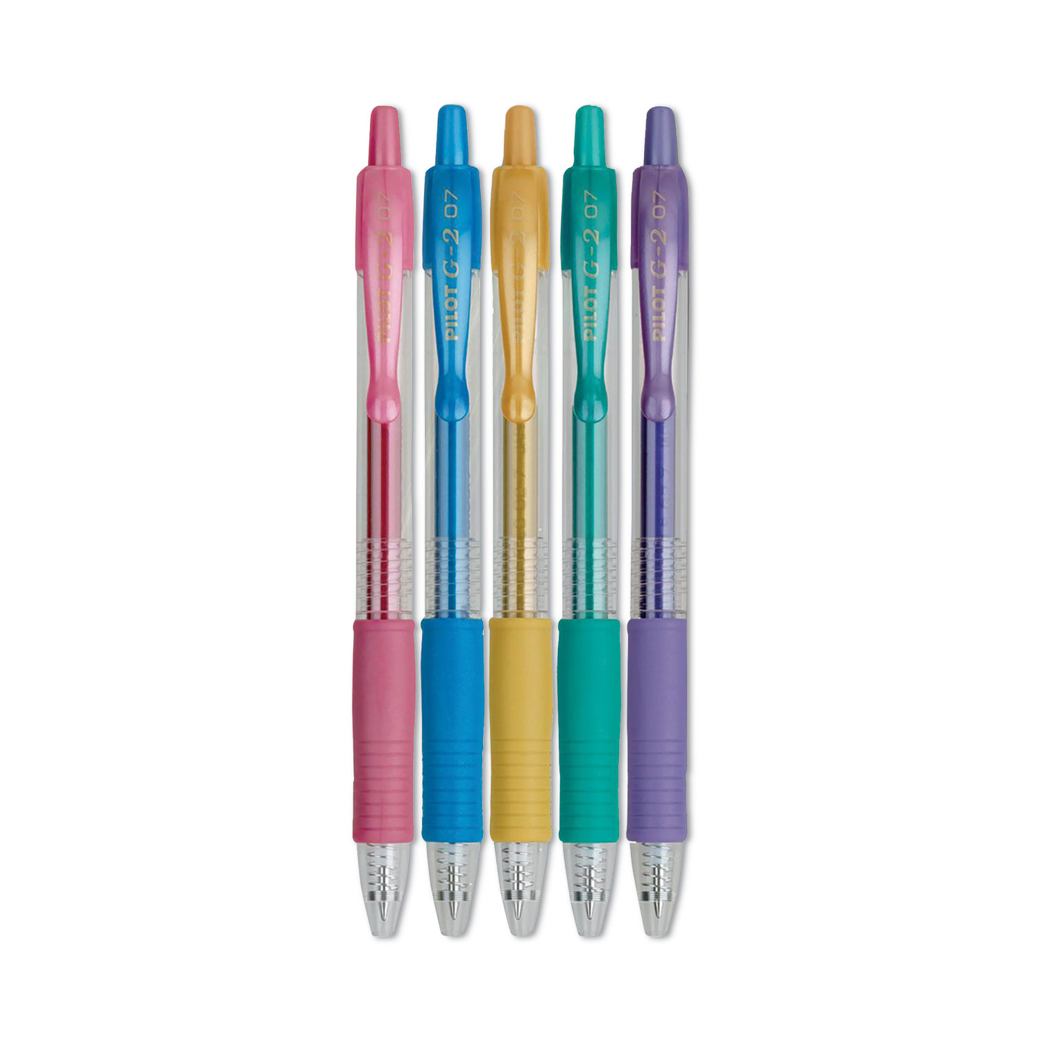 Pilot G2 Neon Retractable Gel Pen, Fine 0.7 mm, Assorted Neon Ink/Barrel,  5/Pack (14174)