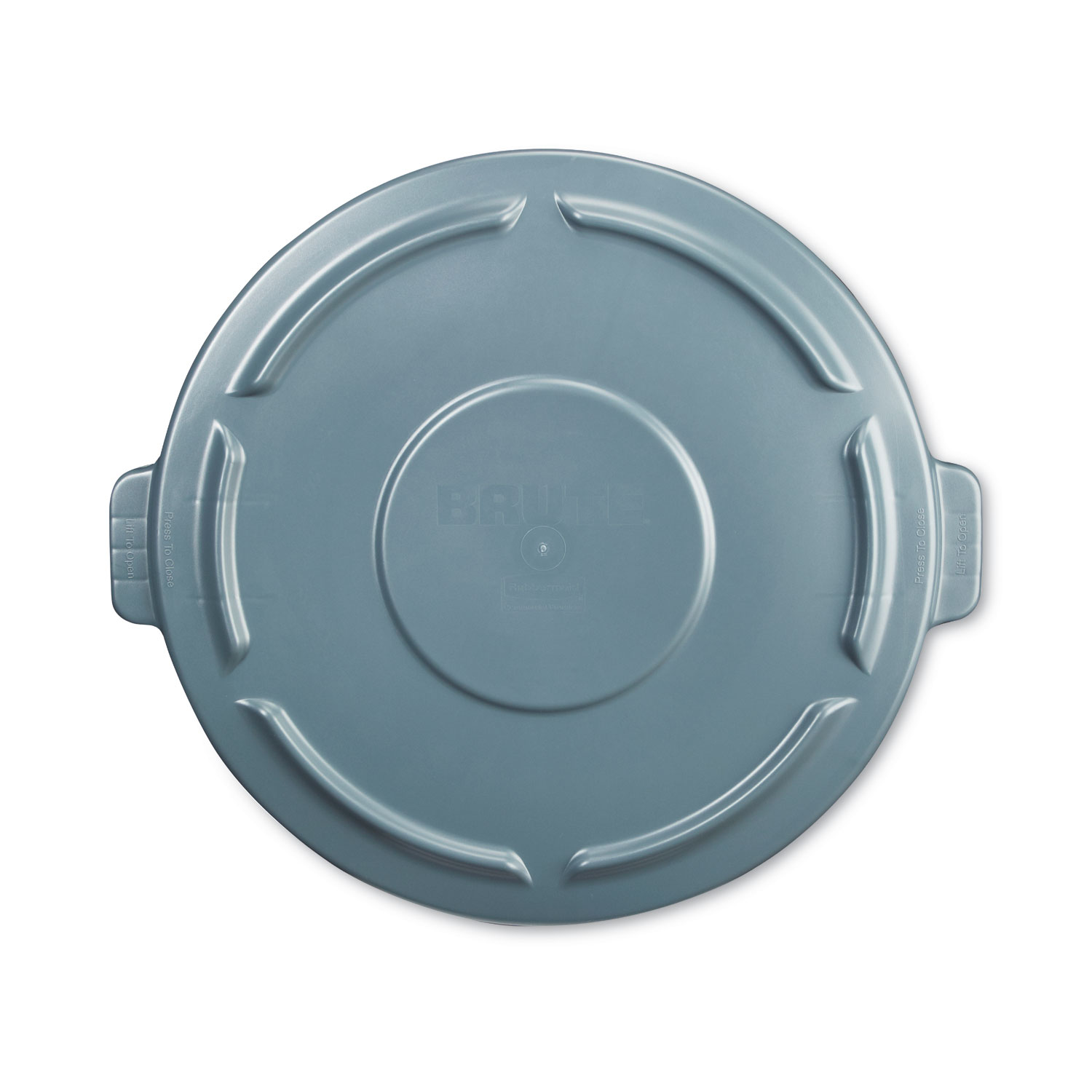 BRUTE Self-Draining Flat Top Lids for 10 gal Round BRUTE Container, 15.91" Diameter, Gray, 6/Carton