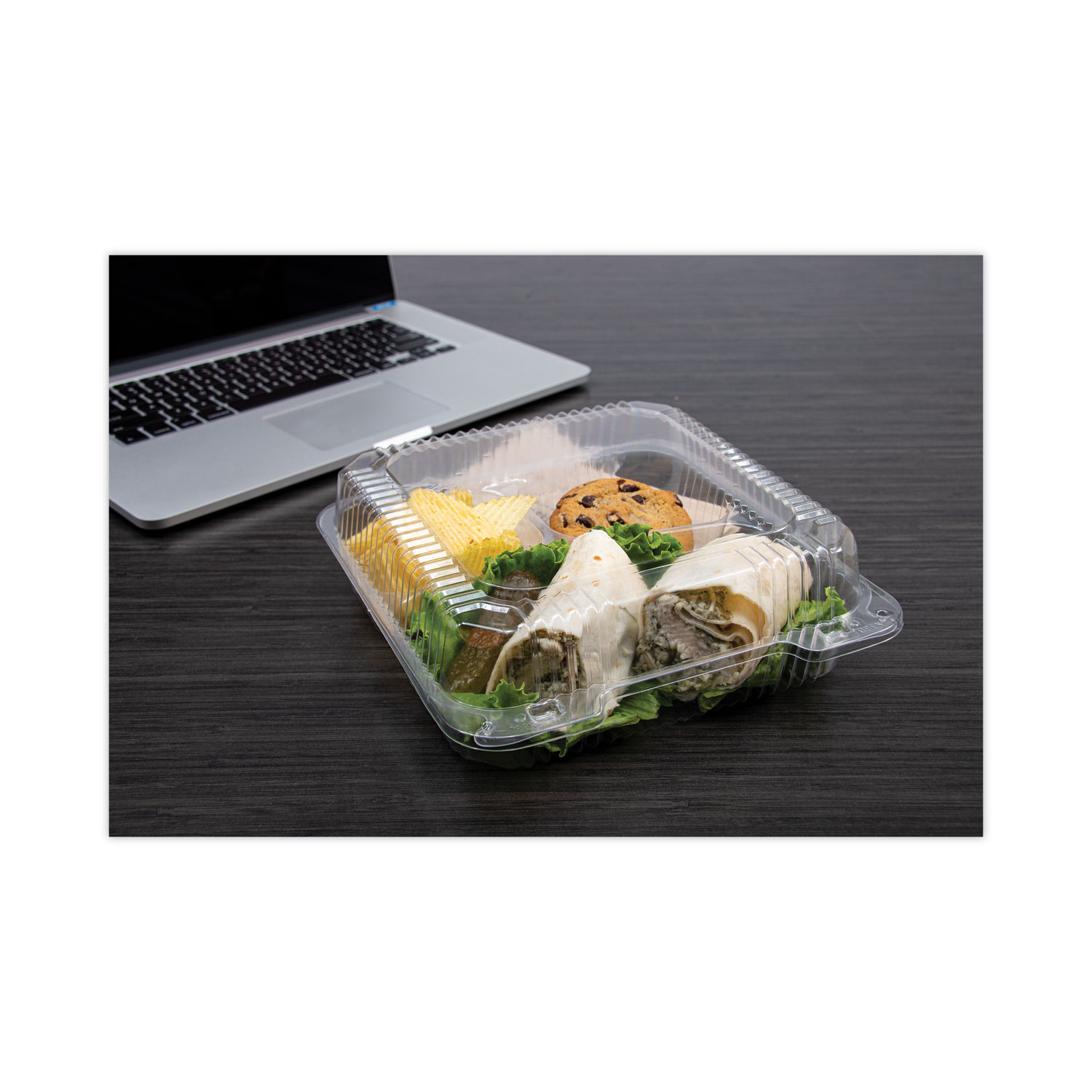 9 x 9 x 3 Recycled Plastic Hinged Lid 1 Compartment Takeout Container,  Clear, 250 ct.