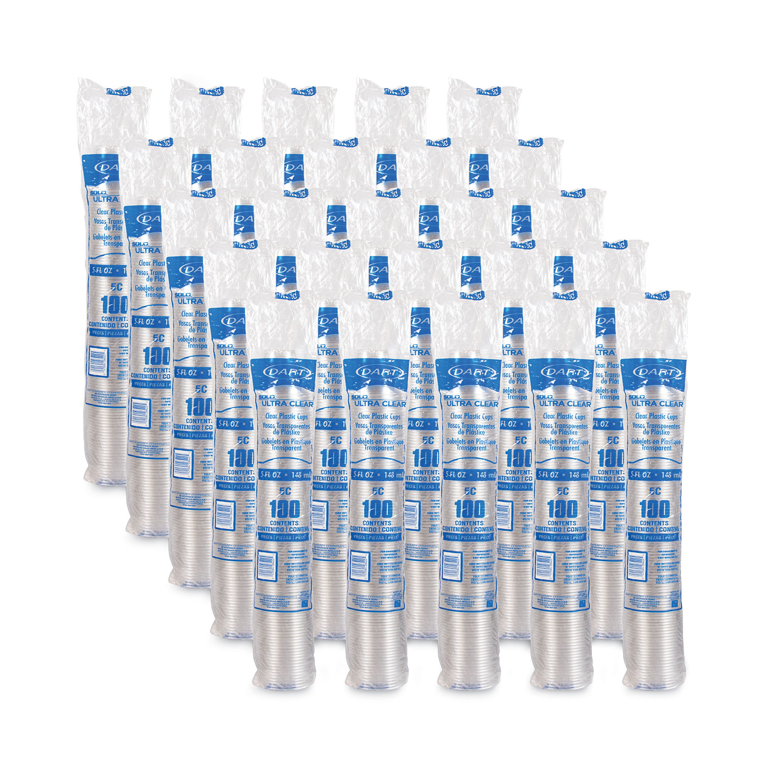 Dart Ultra Clear Cups 5 oz. Pet 100/Bag DCC5C