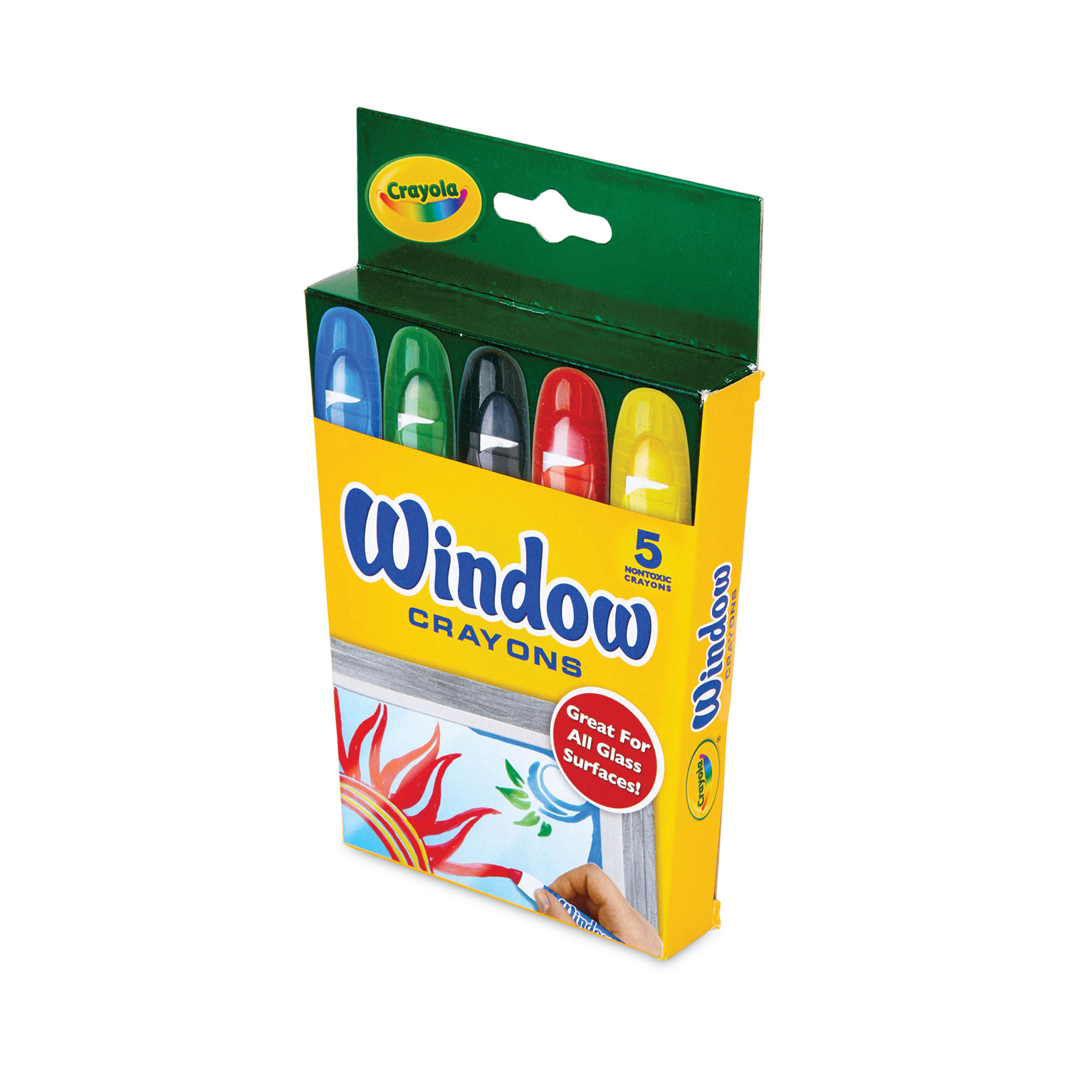 Washable Window Crayons, Assorted Colors, 5/Set - Zerbee