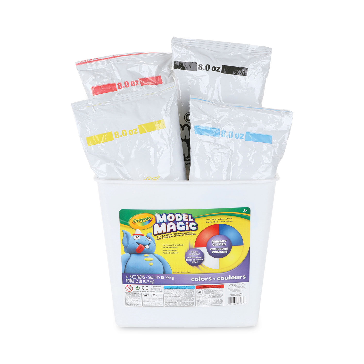 Model Magic Modeling Compound, 8 oz Packs, 4 Packs, Blue, Red, White,  Yellow, 2 lbs - BOSS Office and Computer Products
