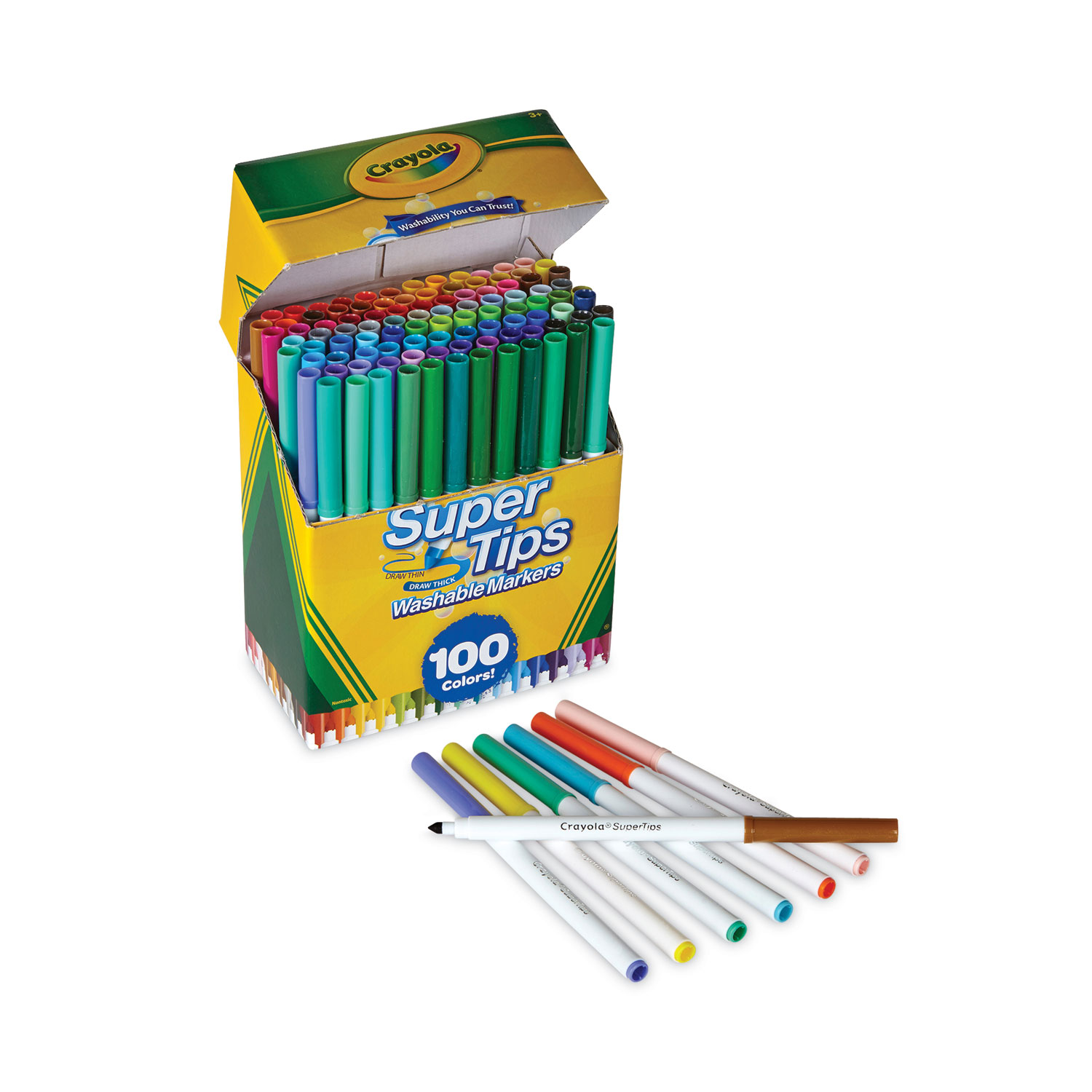 Super Tips Washable Markers, Fine/Broad Bullet Tips, Assorted Colors,  100/Set - Supply Solutions