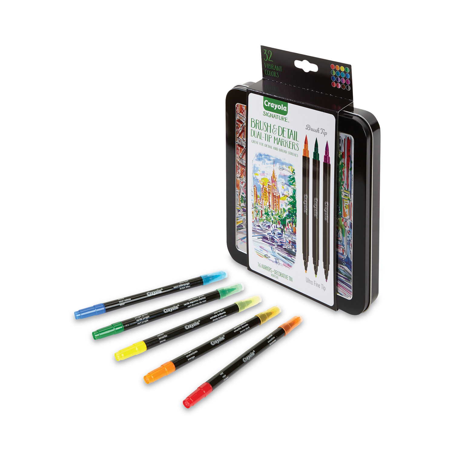 Crayola Aged Up Coloring Fineline Marker Set, 12-Colors, Rich