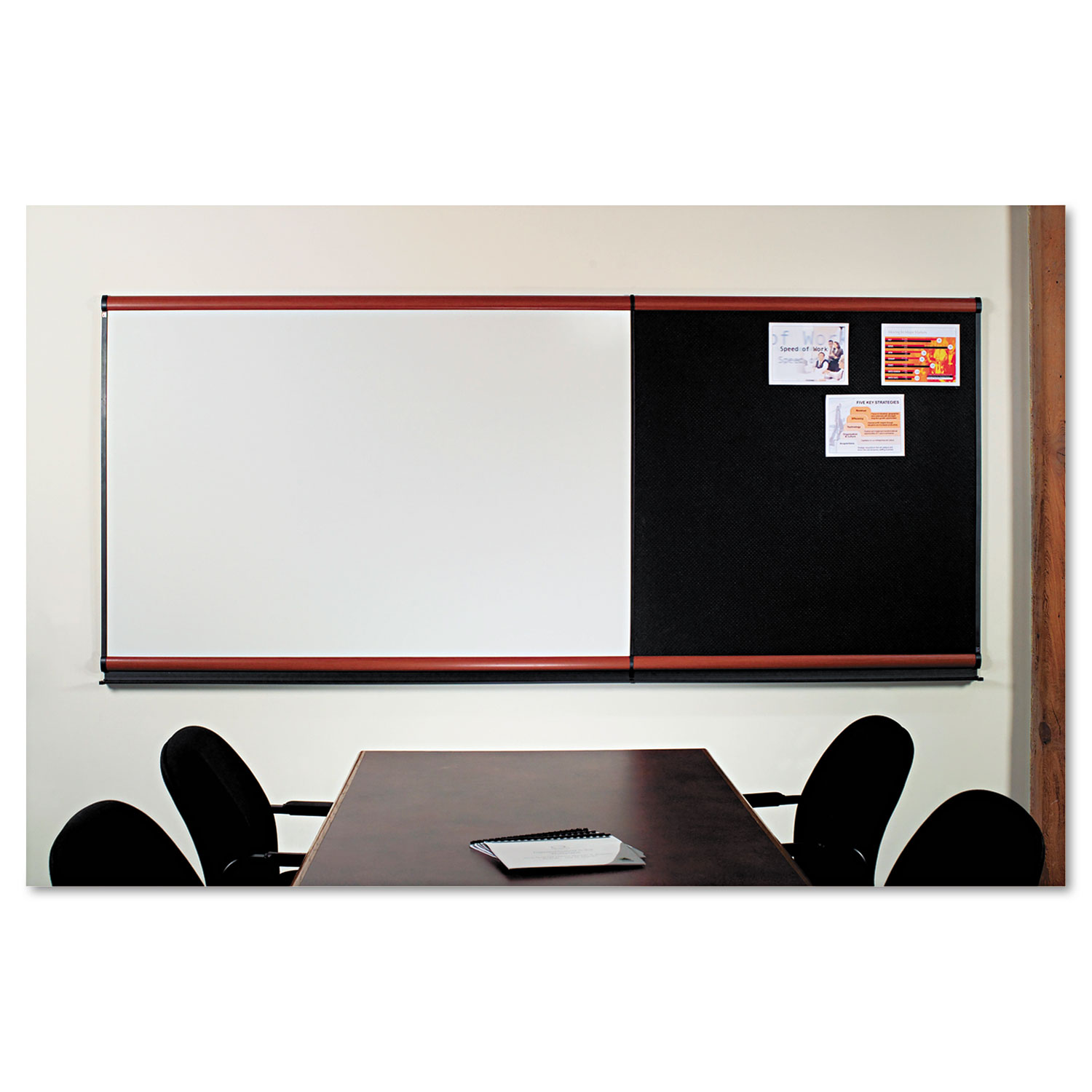 Connectables Modular Dry-Erase Board, Porcelain/Steel, 72 x 48, White, Mahogany