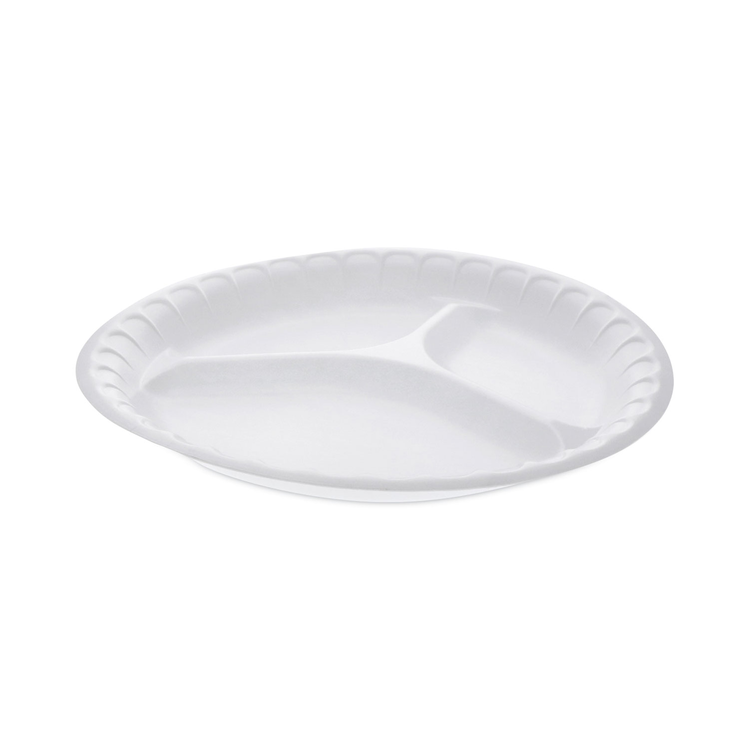 Placesetter Satin Non-Laminated Foam Dinnerware, 3-Compartment Plate, 10.25″ dia, White, 540/Carton