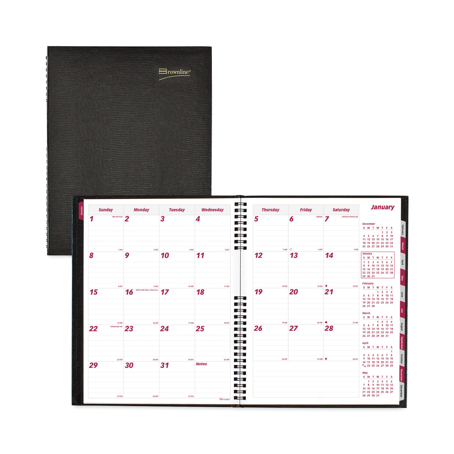 CoilPro 14-Month Ruled Monthly Planner, 11 x 8.5, Black Cover, 14-Month ...