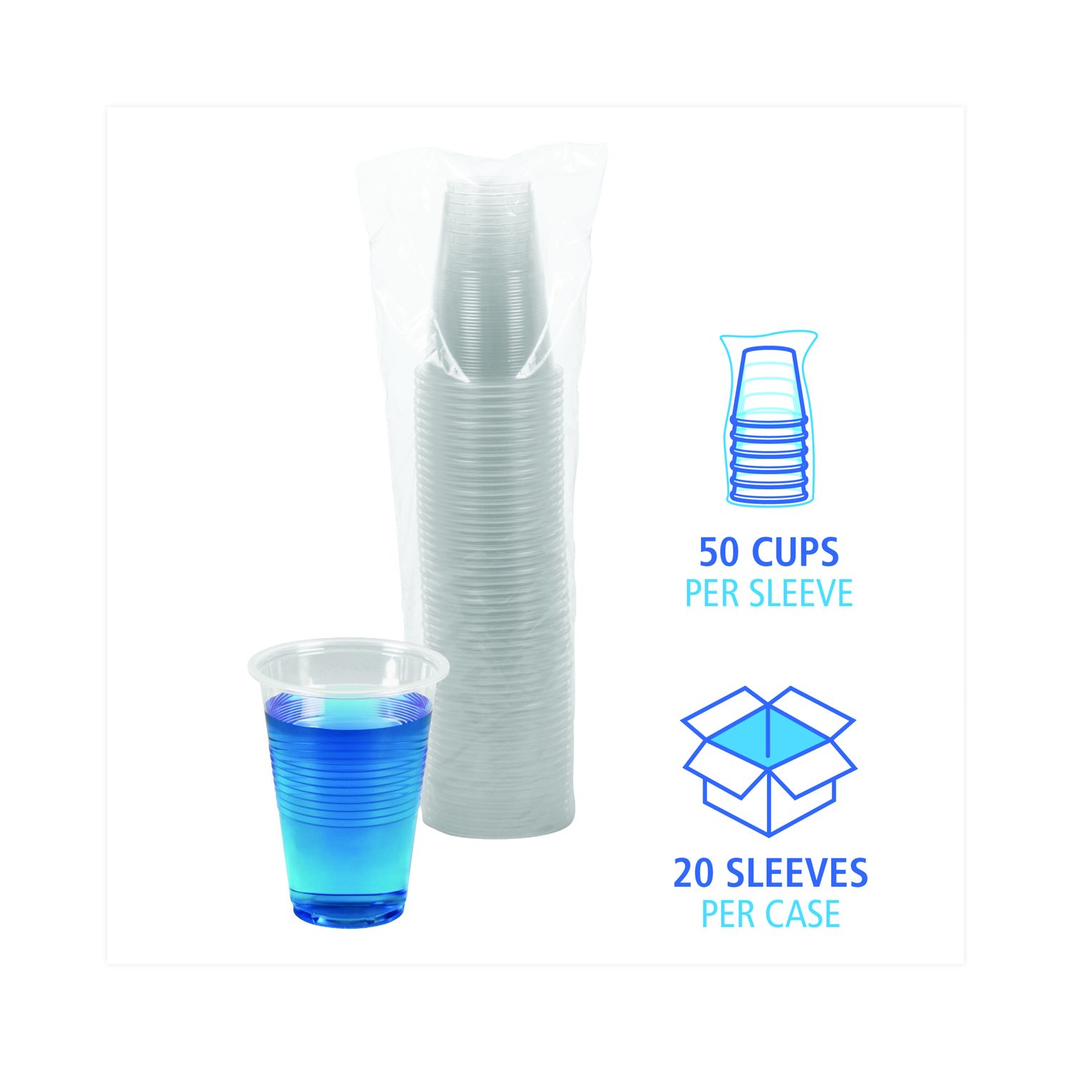 Boardwalk® Translucent Plastic Cold Cups, 16 oz, 50/Sleeve, 20 Sleeves ...
