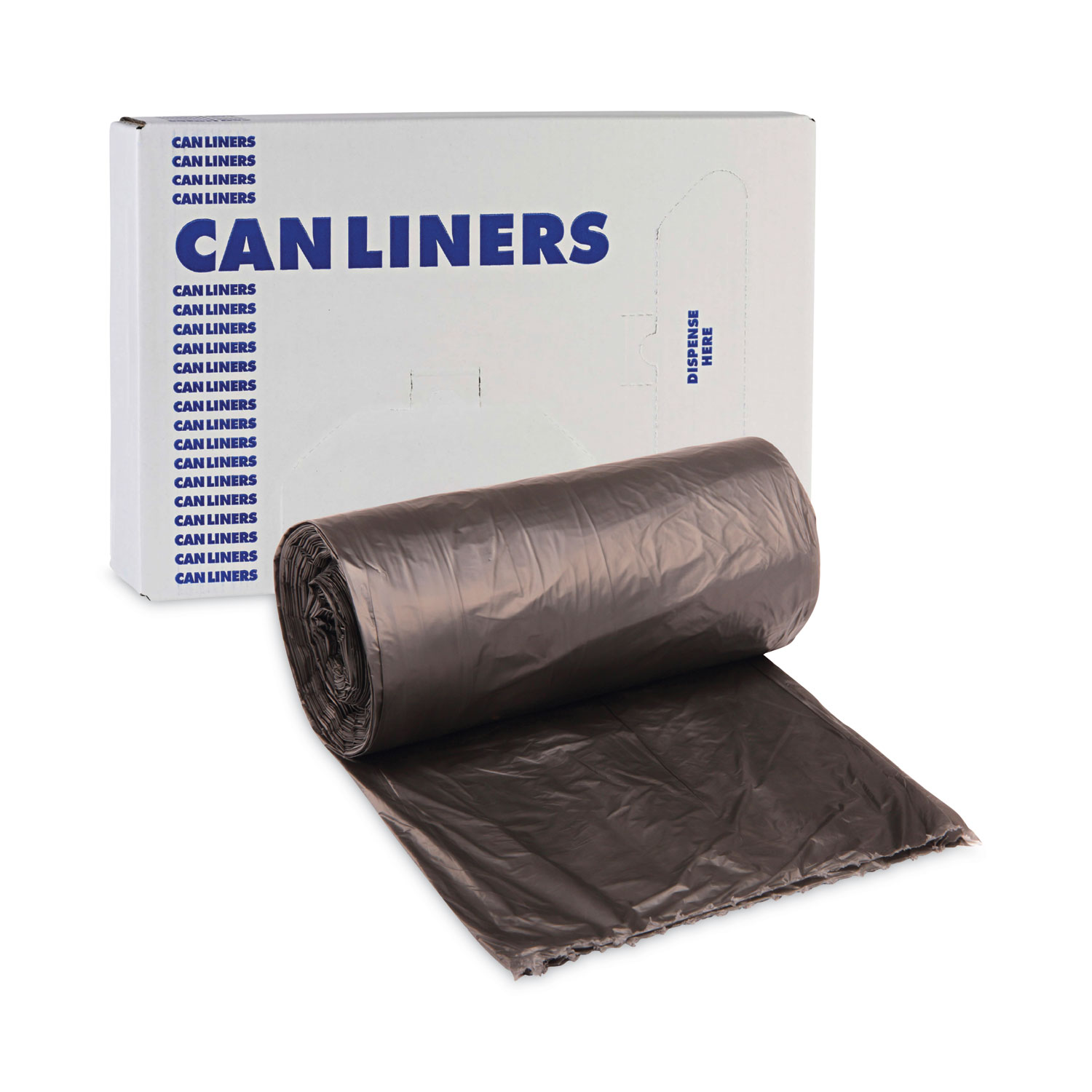 Trash Liners Coreless Roll, 38 x 58, 60 gallons, Black 1 mil, 100/case