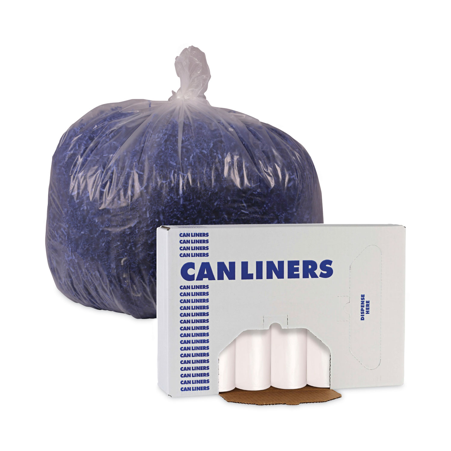 High-Density Can Liners, 45 gal, 22 mic, 40 x 48, Black, 25 Bags/Roll, 6  Rolls/Carton - Zerbee