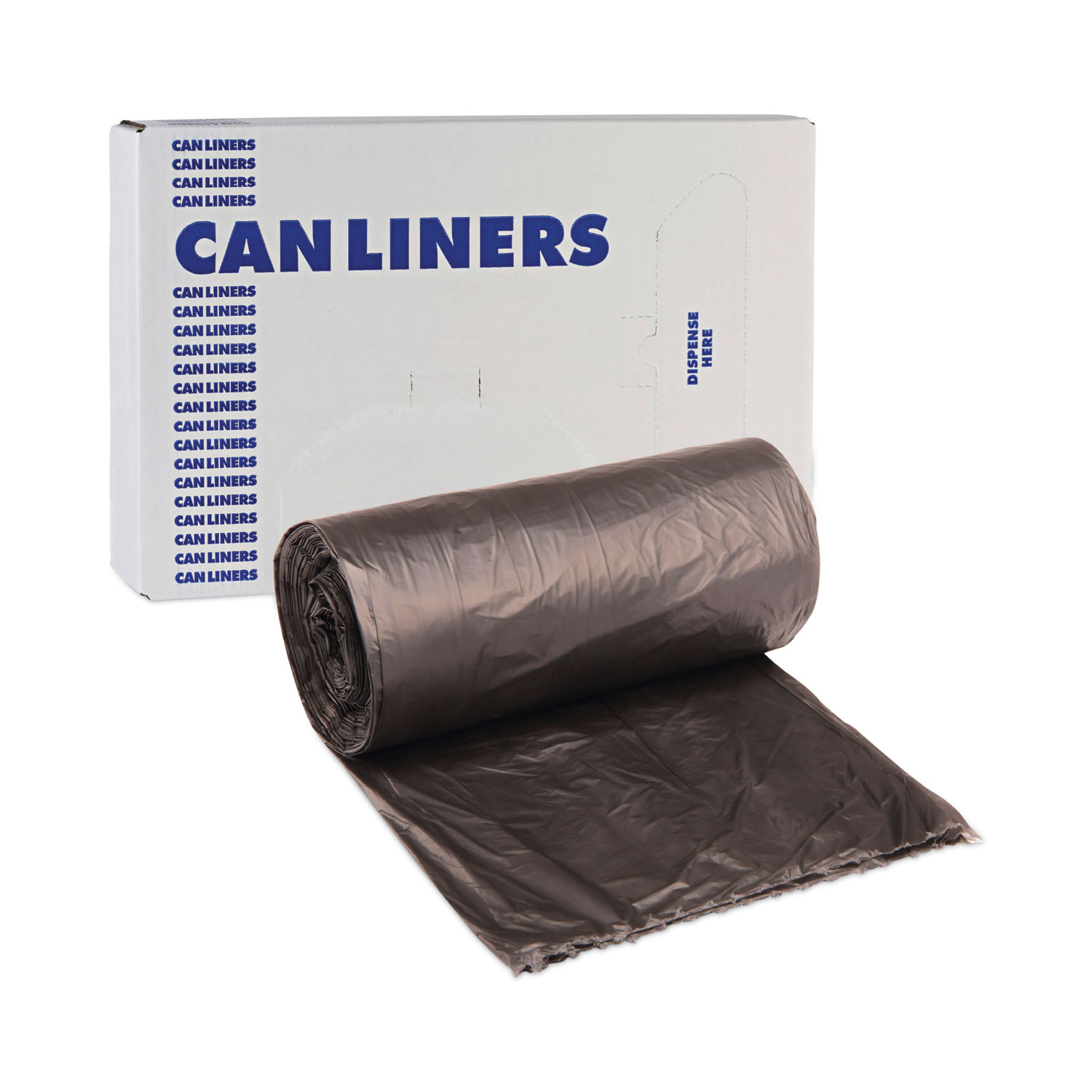 High-Density Can Liners, 45 gal, 22 mic, 40 x 48, Black, 25 Bags/Roll, 6  Rolls/Carton - Zerbee
