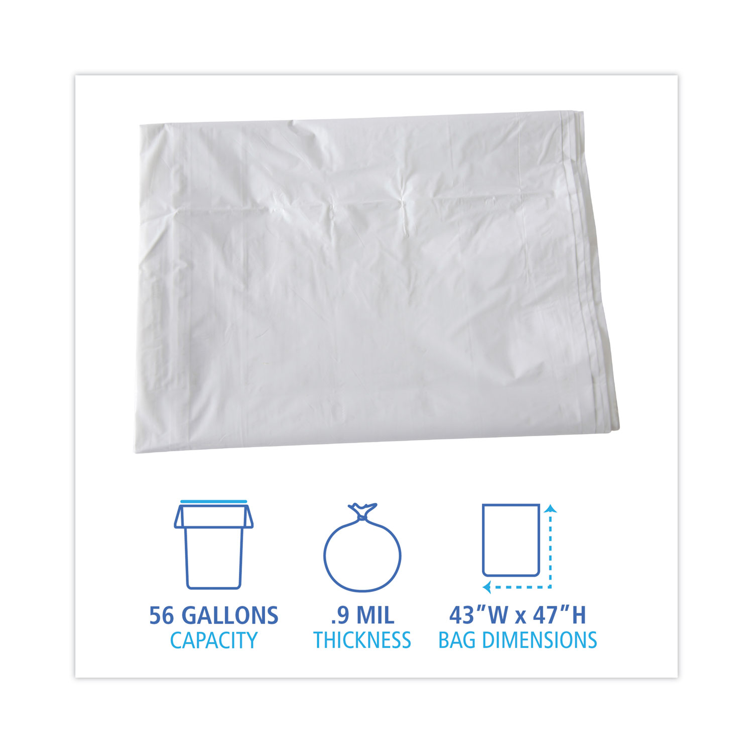 Buy Orange LLDPE Trash Can Liners 43 x 47 56 Gallon