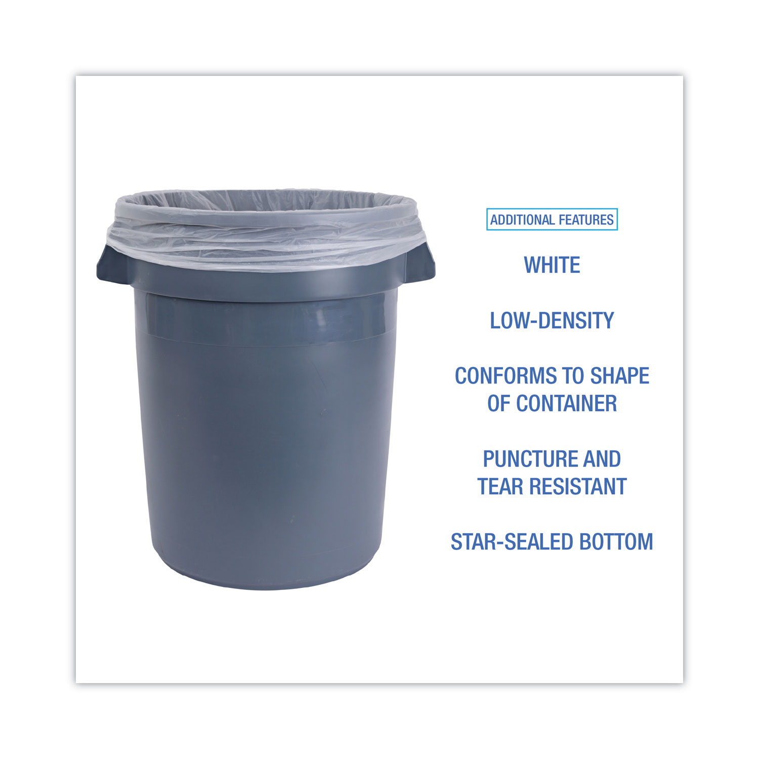 Low-Density Waste Can Liners, 4 gal, 0.35 mil, 17 x 17, Black