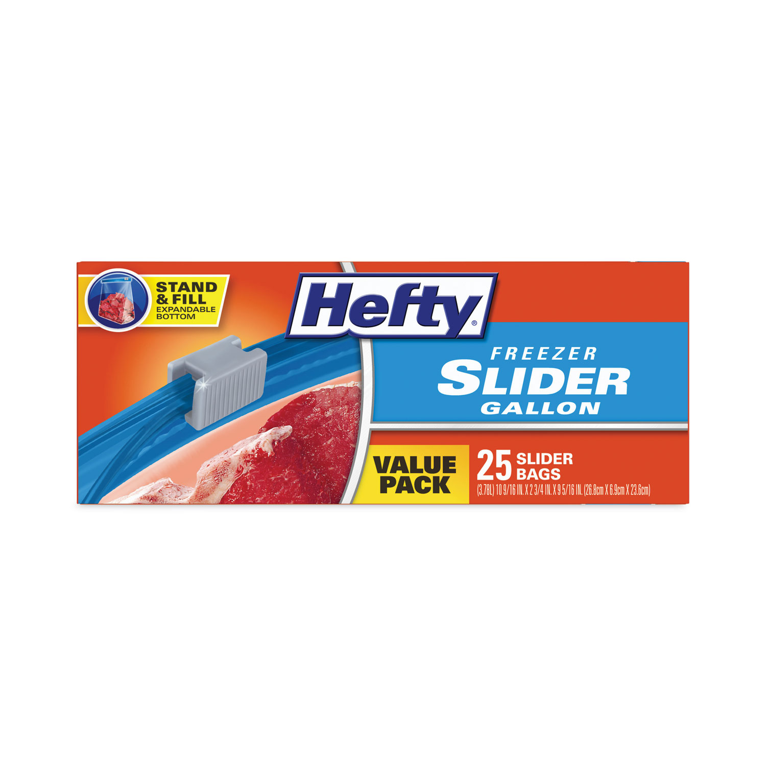 Hefty Slider Bags, 1 qt, 2.5 mil, 7 x 8, Clear, 35 Bags/Box, 9  Boxes/Carton