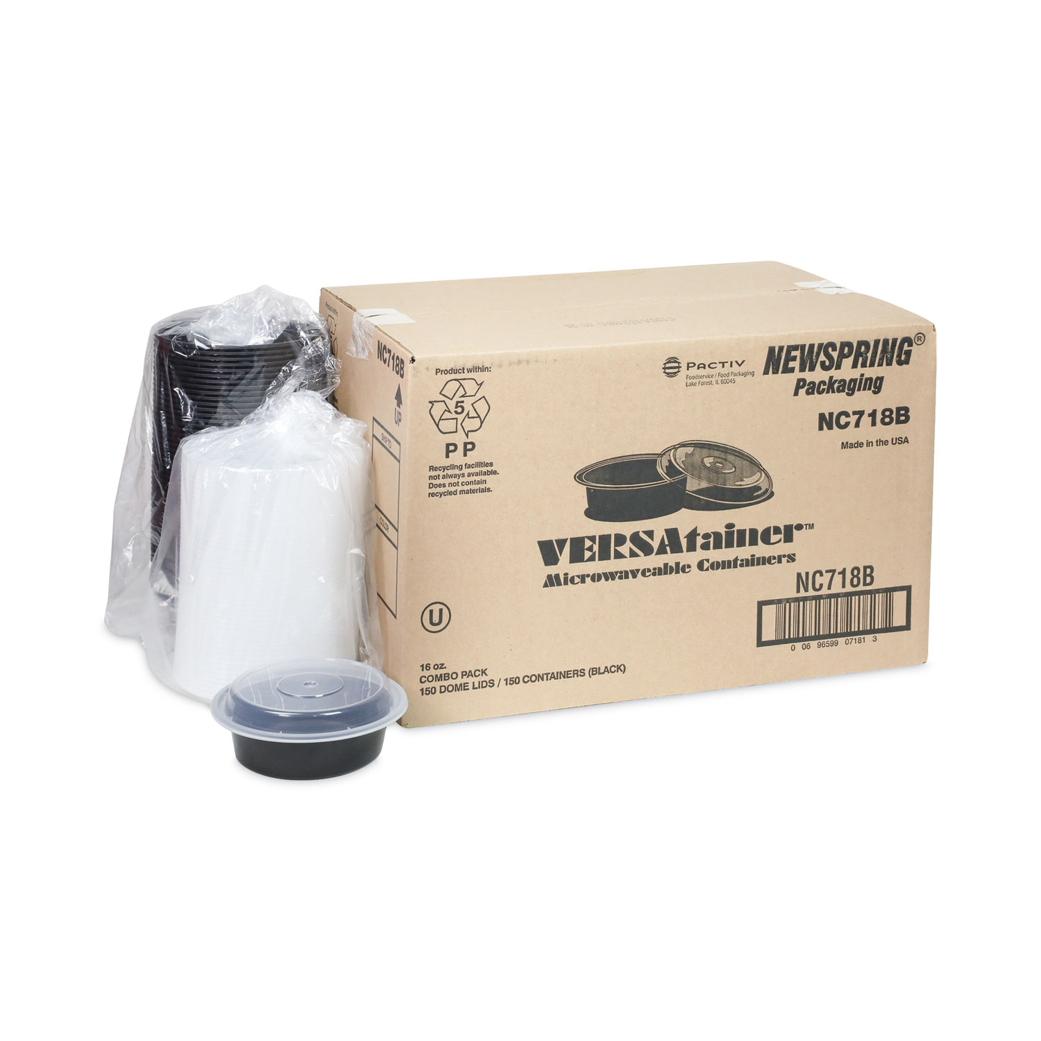 Pactiv VERSAtainers, White/Clear, 24 oz, 7 x 7 x 2.38, 150/Carton