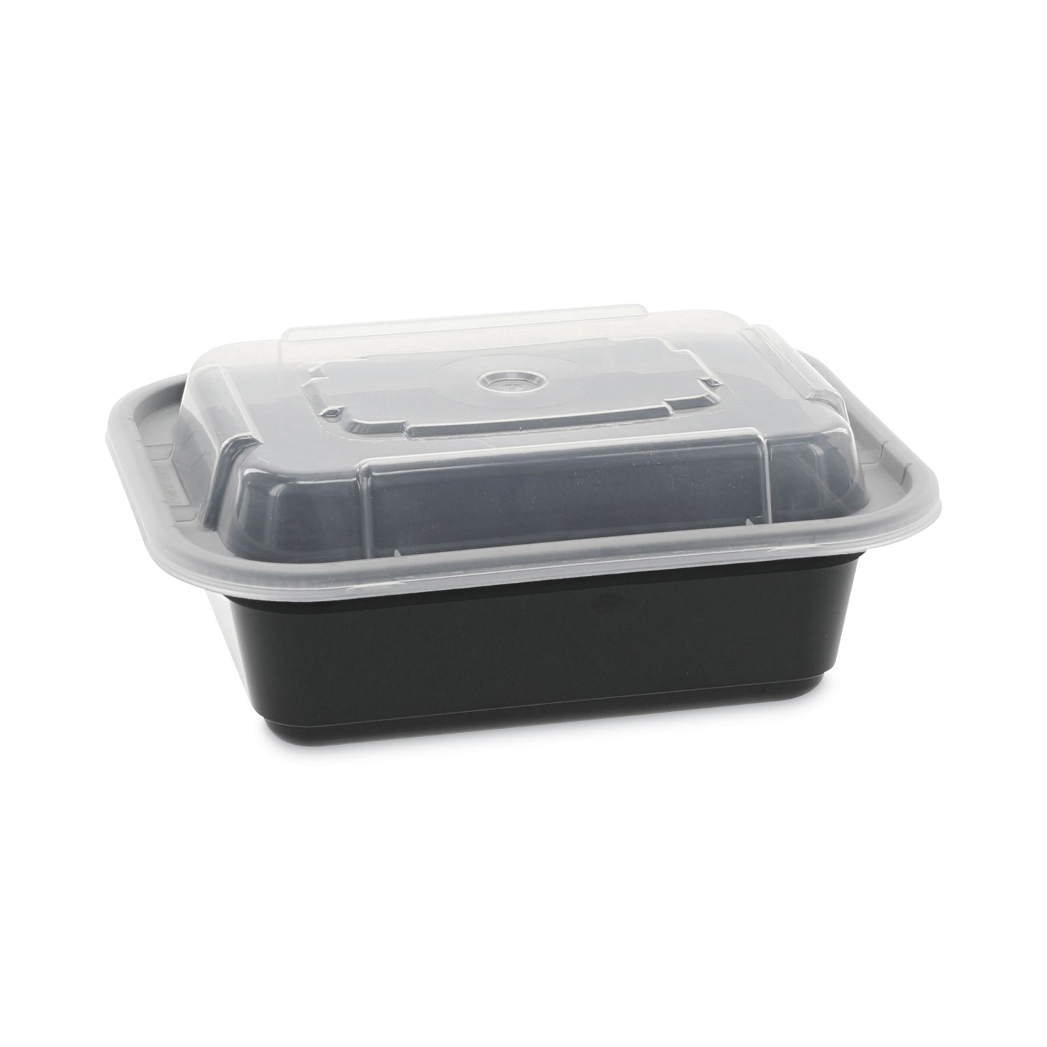 Newspring VERSAtainer Microwavable Containers, Rectangular, 12 oz, 4.5 x 5.5 x 2.12, White/Clear, Plastic, 150/Carton