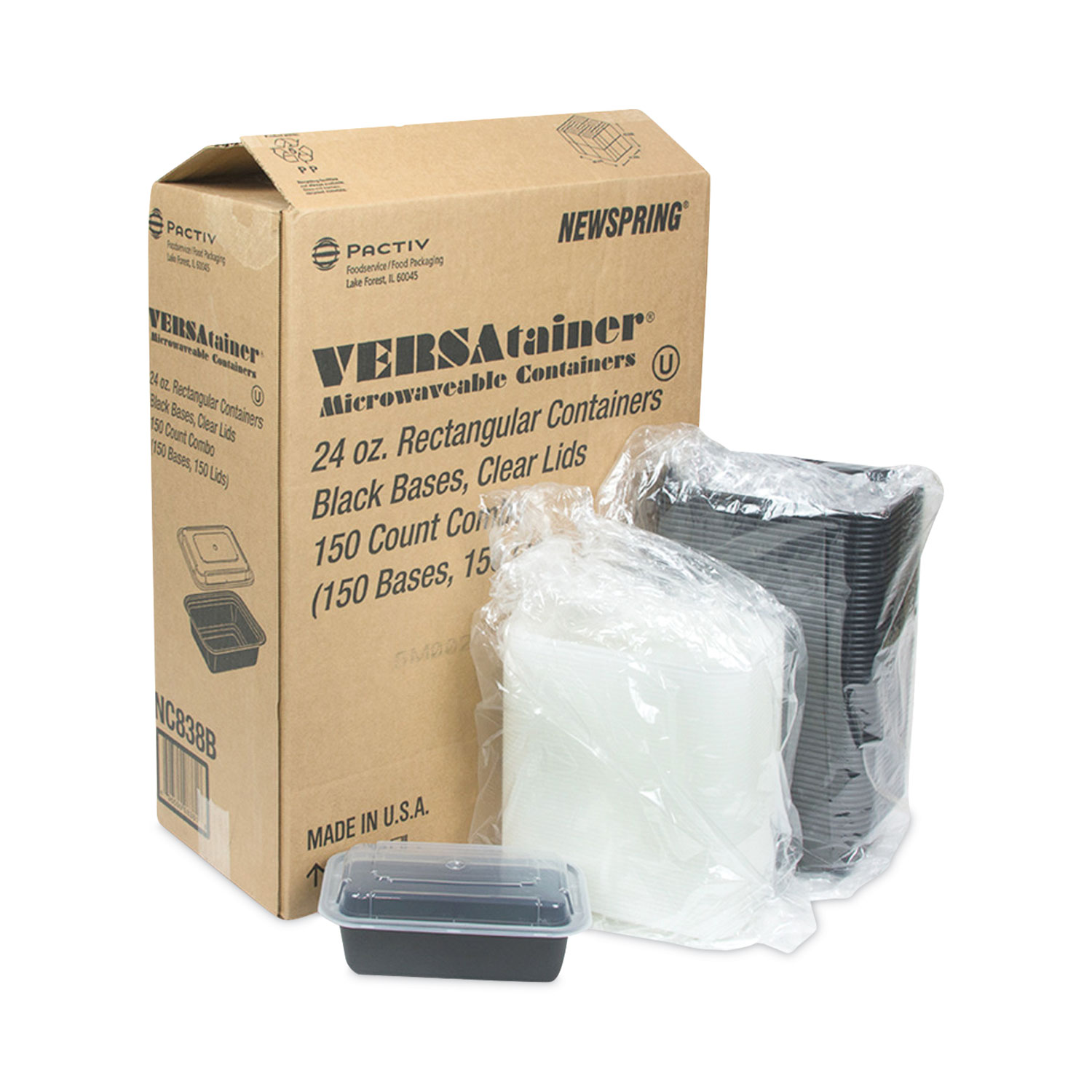 Newspring VERSAtainer Microwavable Containers, Vented Lid, 48 oz, 9  Diameter, Black/Clear, Plastic, 150/Carton - mastersupplyonline