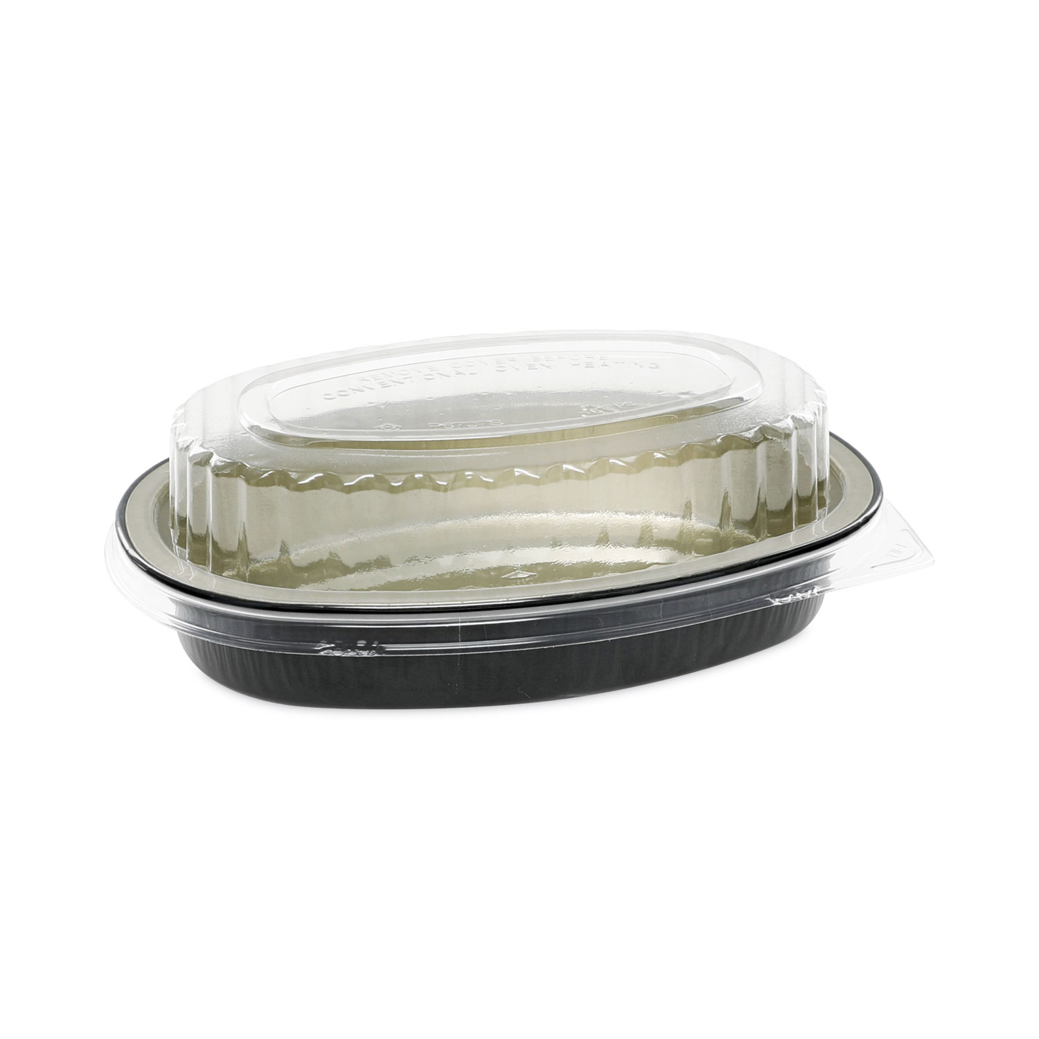 Classic Carry-Out Container, 16 oz, 6.88 x 4.56 x 3, Black/Gold, Aluminum, 100/Carton