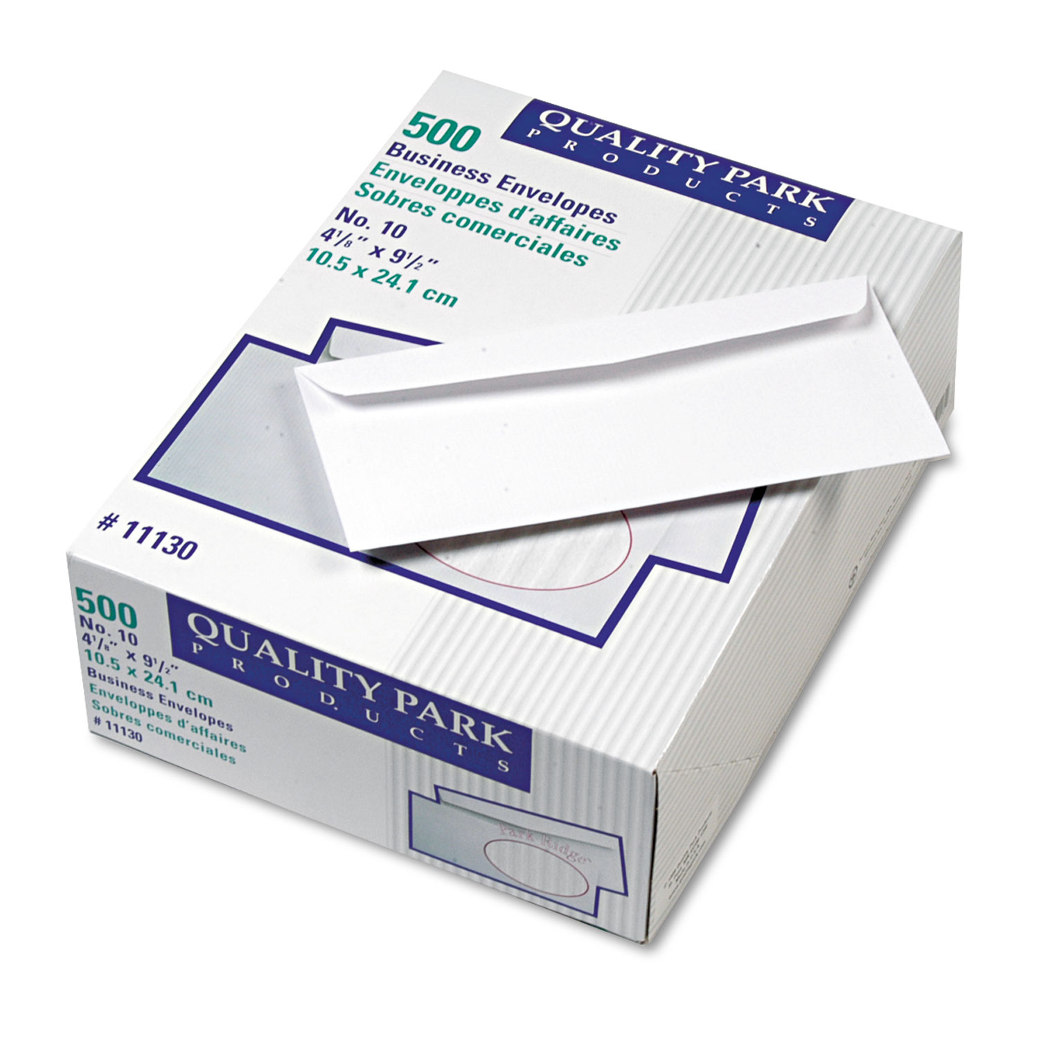 Park Ridge Embossed Executive Envelope, #10, 4 1/8 x 9 1/2, White, 500/Box